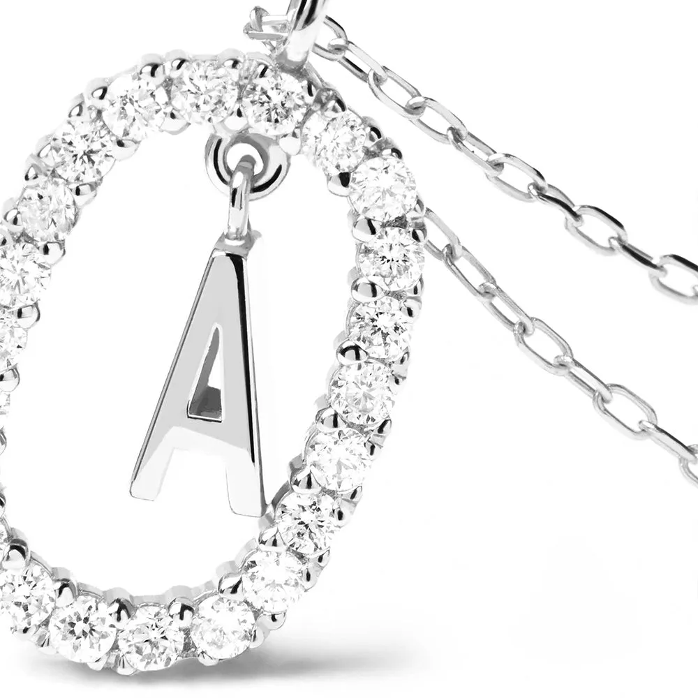 Moissanite Letter A Dangle Pendant Necklace