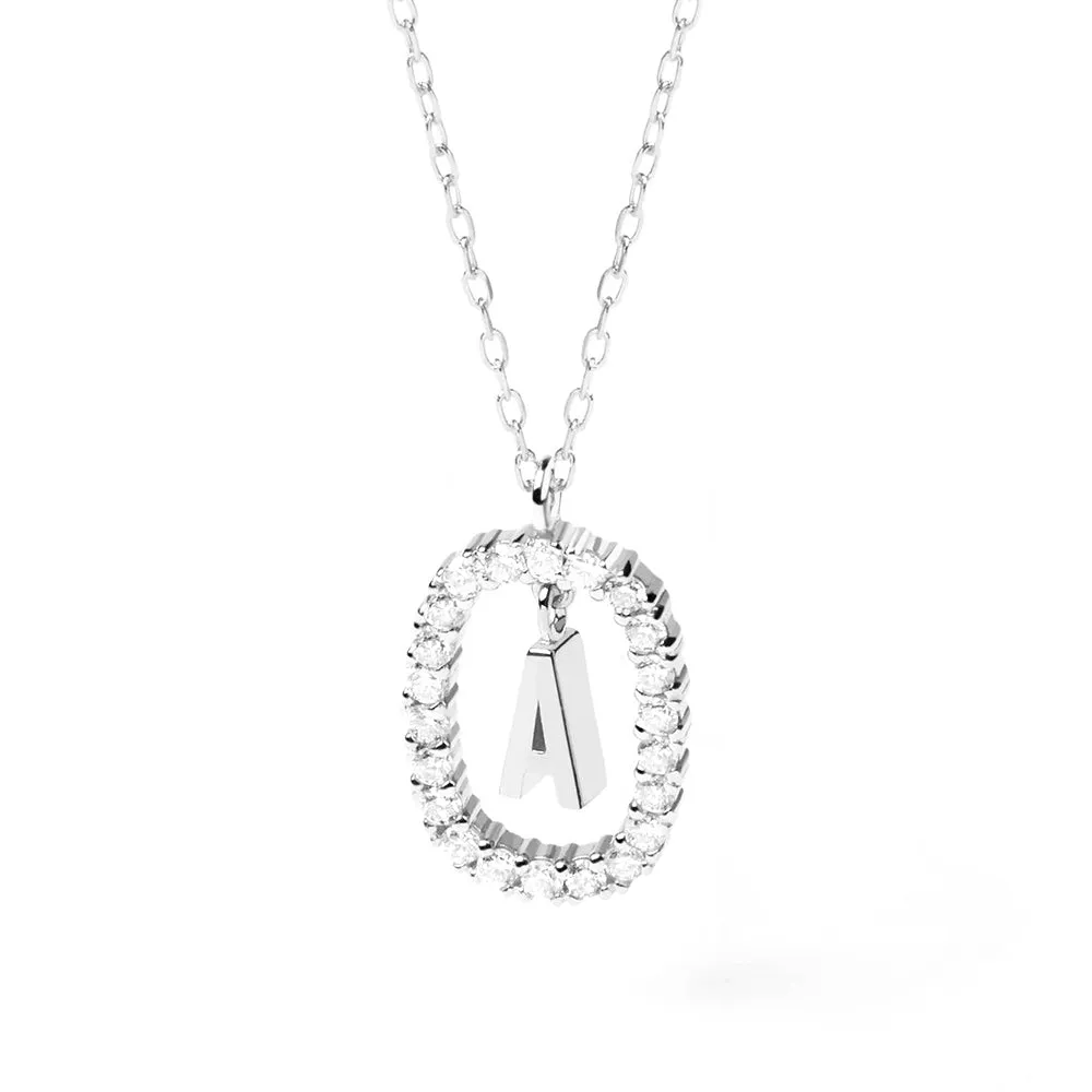 Moissanite Letter A Dangle Pendant Necklace