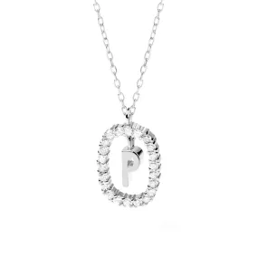 Moissanite Letter P Dangle Pendant Necklace