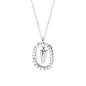 Moissanite Letter V Dangle Pendant Necklace