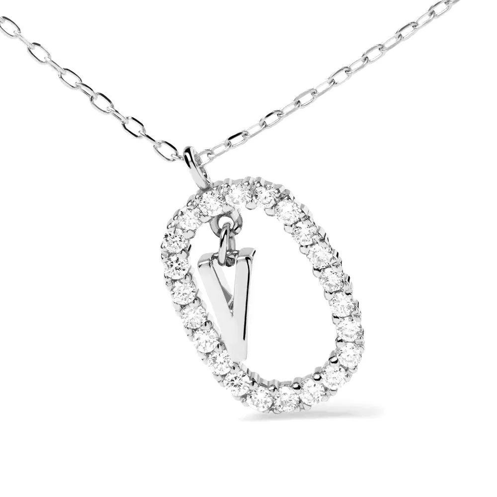 Moissanite Letter V Dangle Pendant Necklace