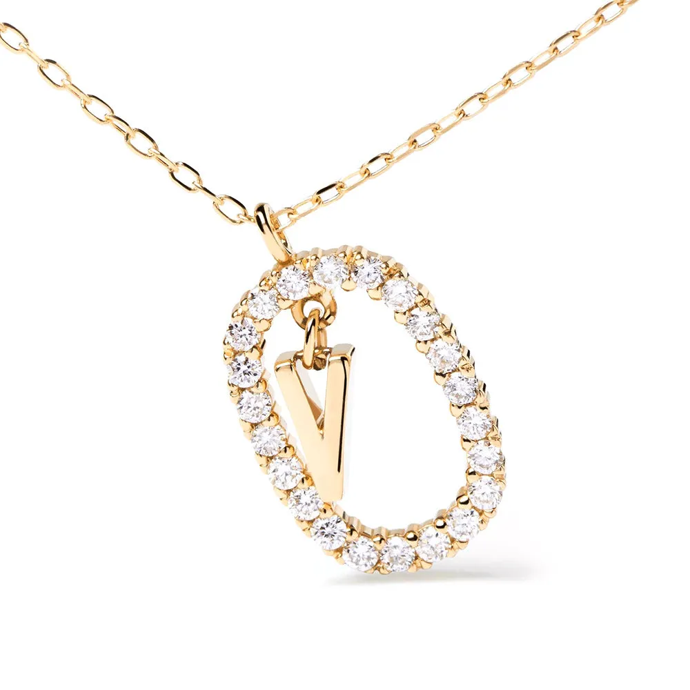 Moissanite Letter V Dangle Pendant Necklace