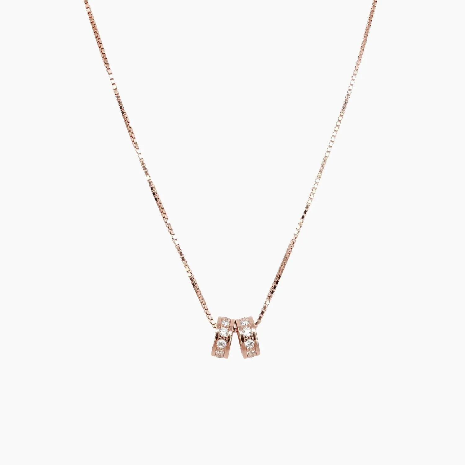 Mother and Child Charm Necklace in Rose Gold