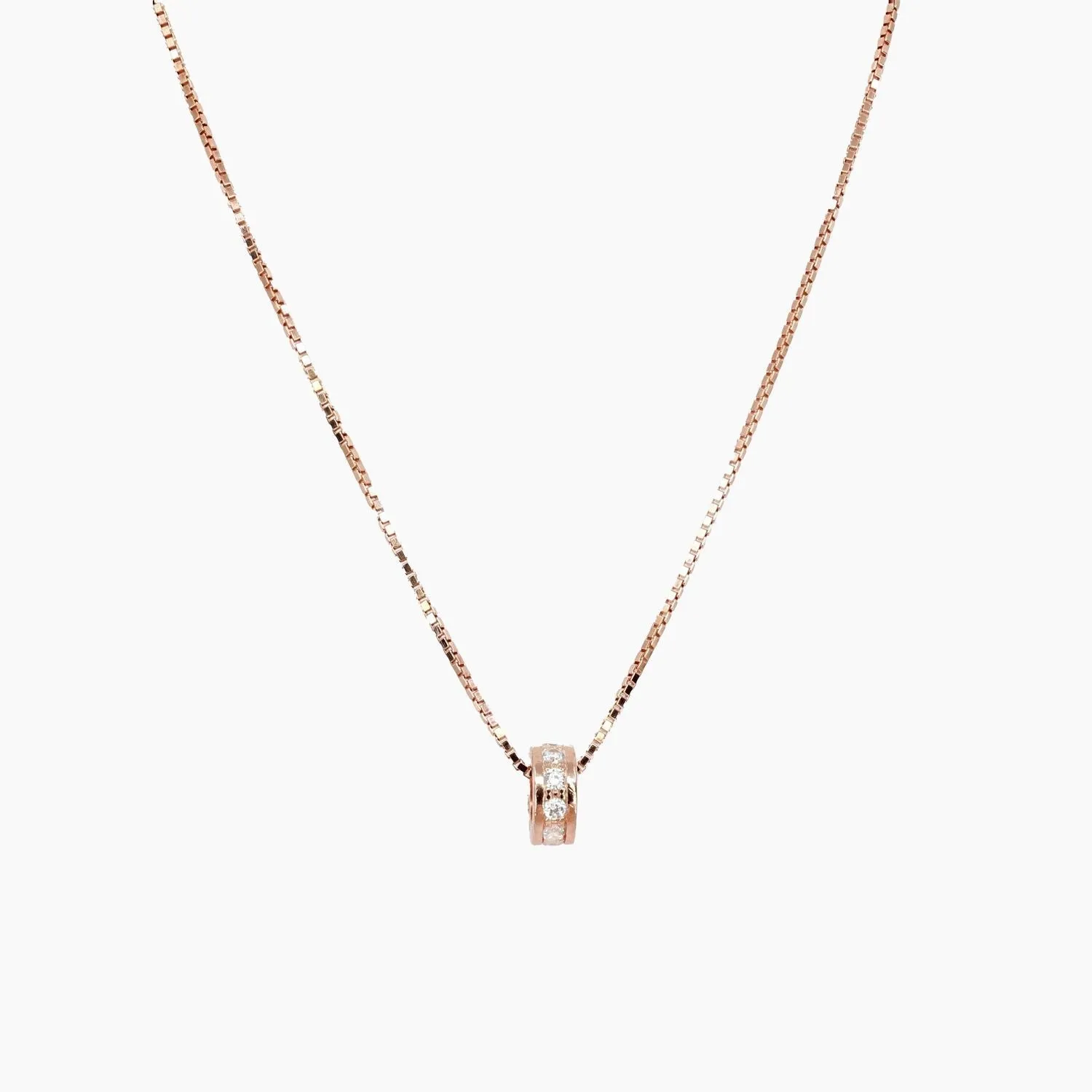 Mother and Child Charm Necklace in Rose Gold