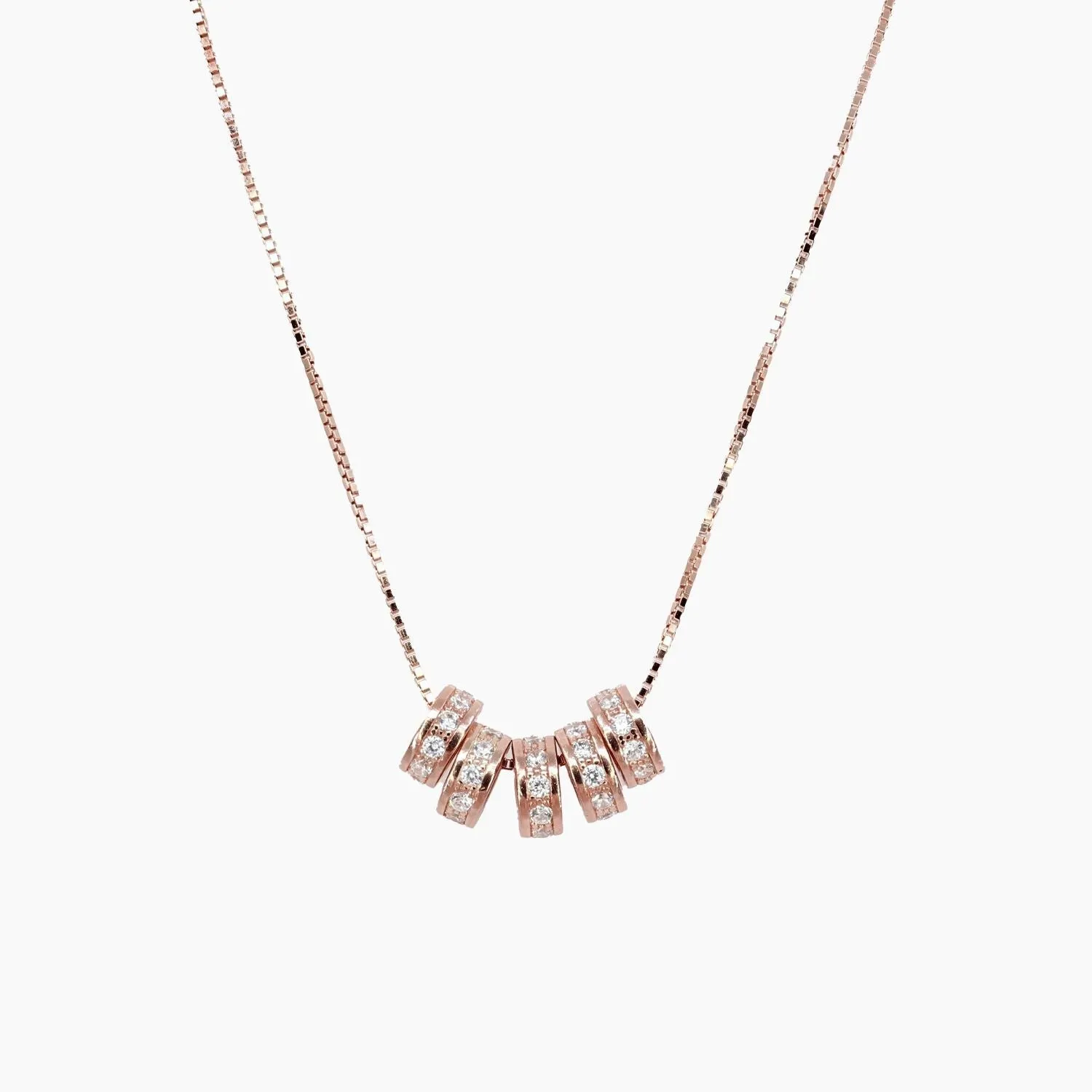 Mother and Child Charm Necklace in Rose Gold