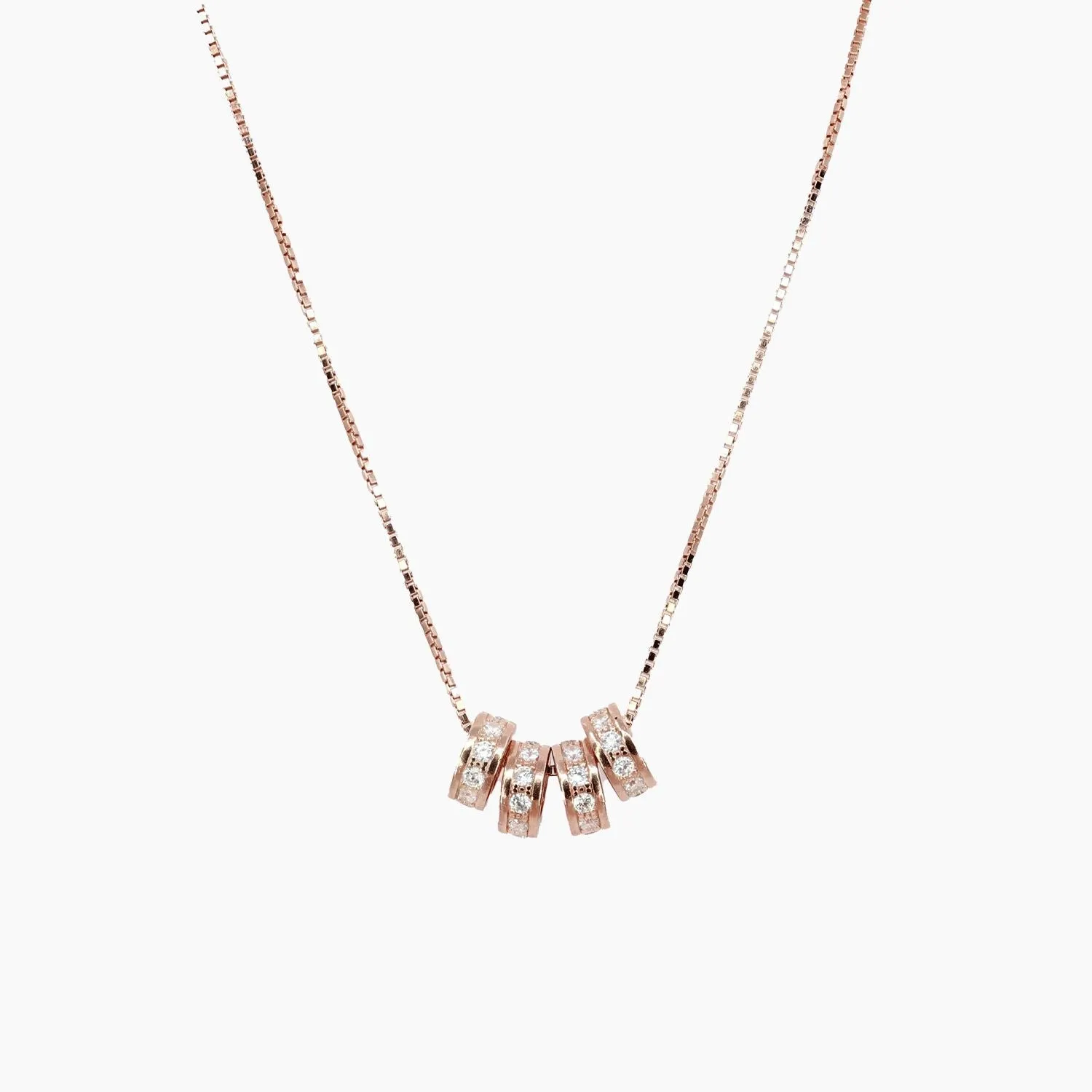 Mother and Child Charm Necklace in Rose Gold