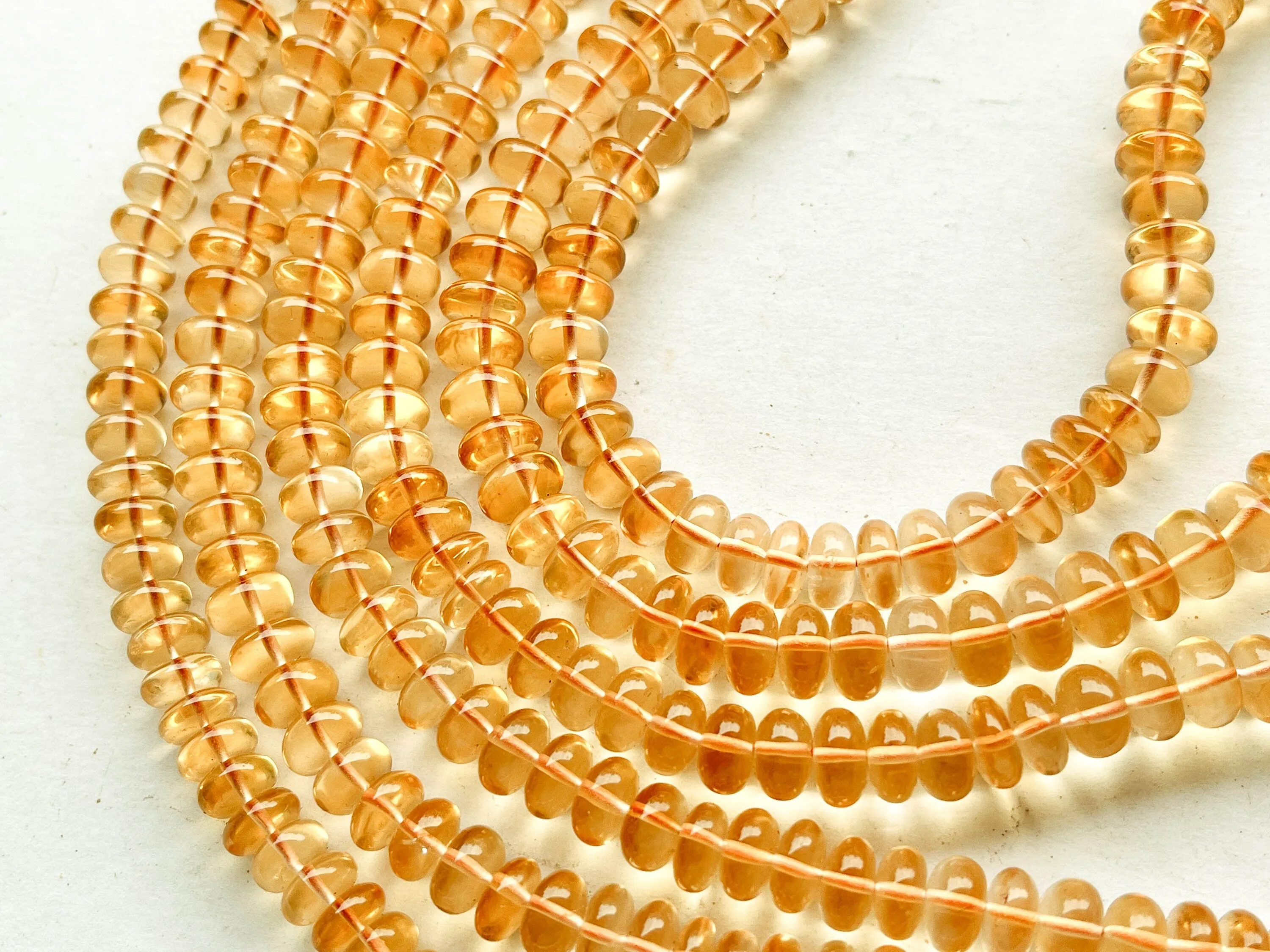 Natural AA Citrine Smooth Rondelle Beads