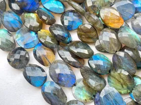 Natural Flashy Labradorite faceted oval shape beads