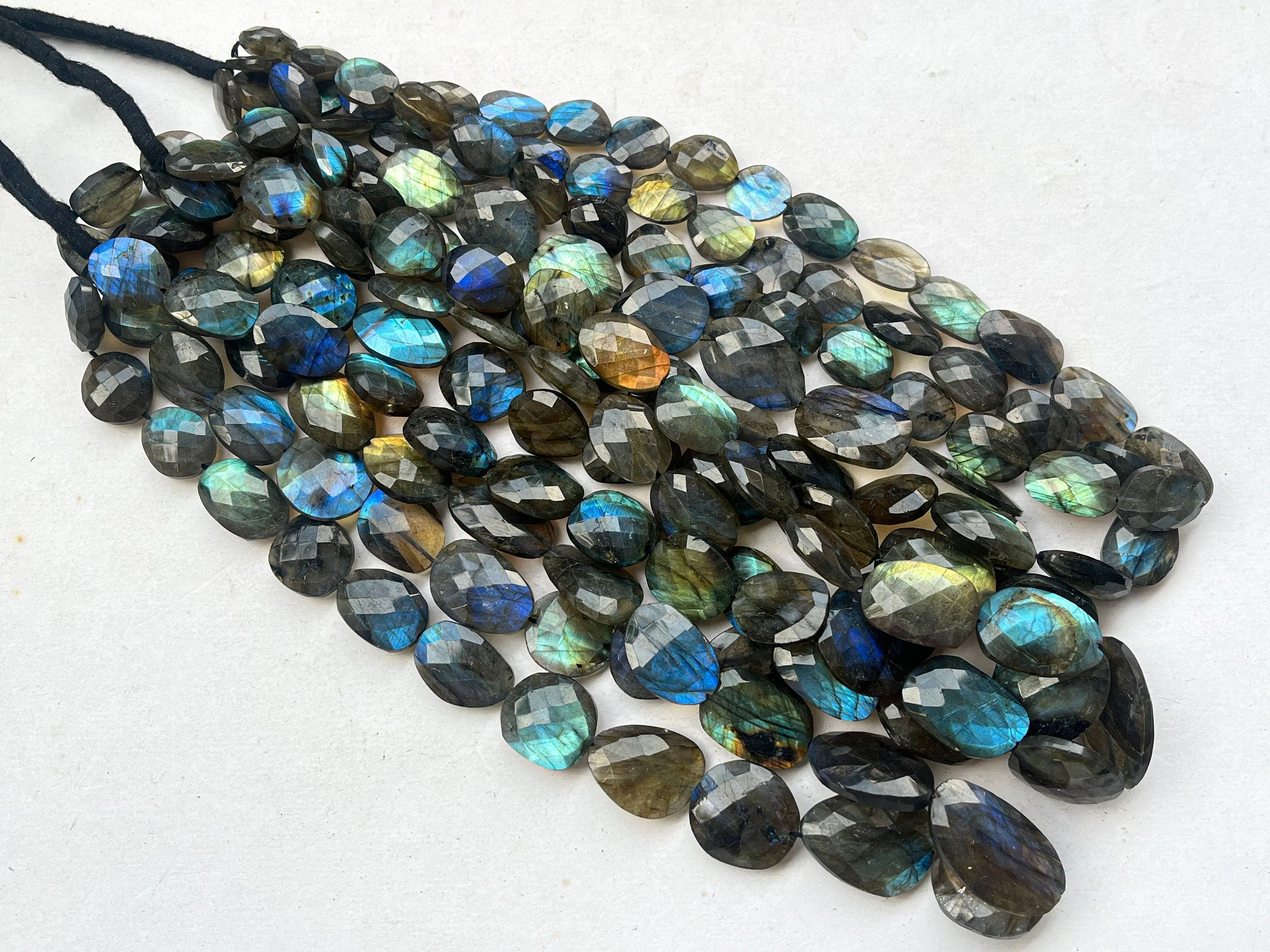 Natural Flashy Labradorite faceted oval shape beads