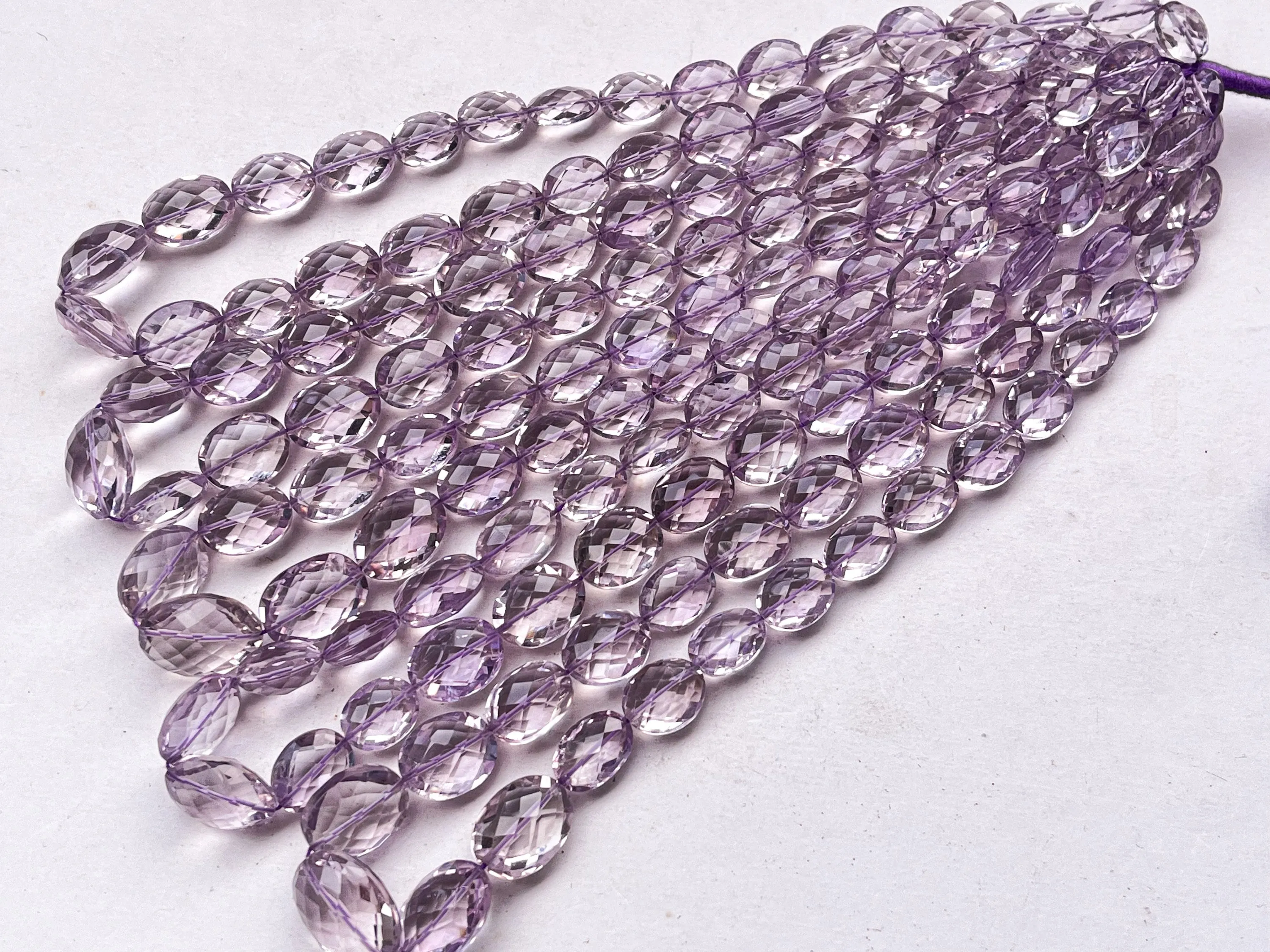 Natural Pink Amethyst faceted oval shape beads