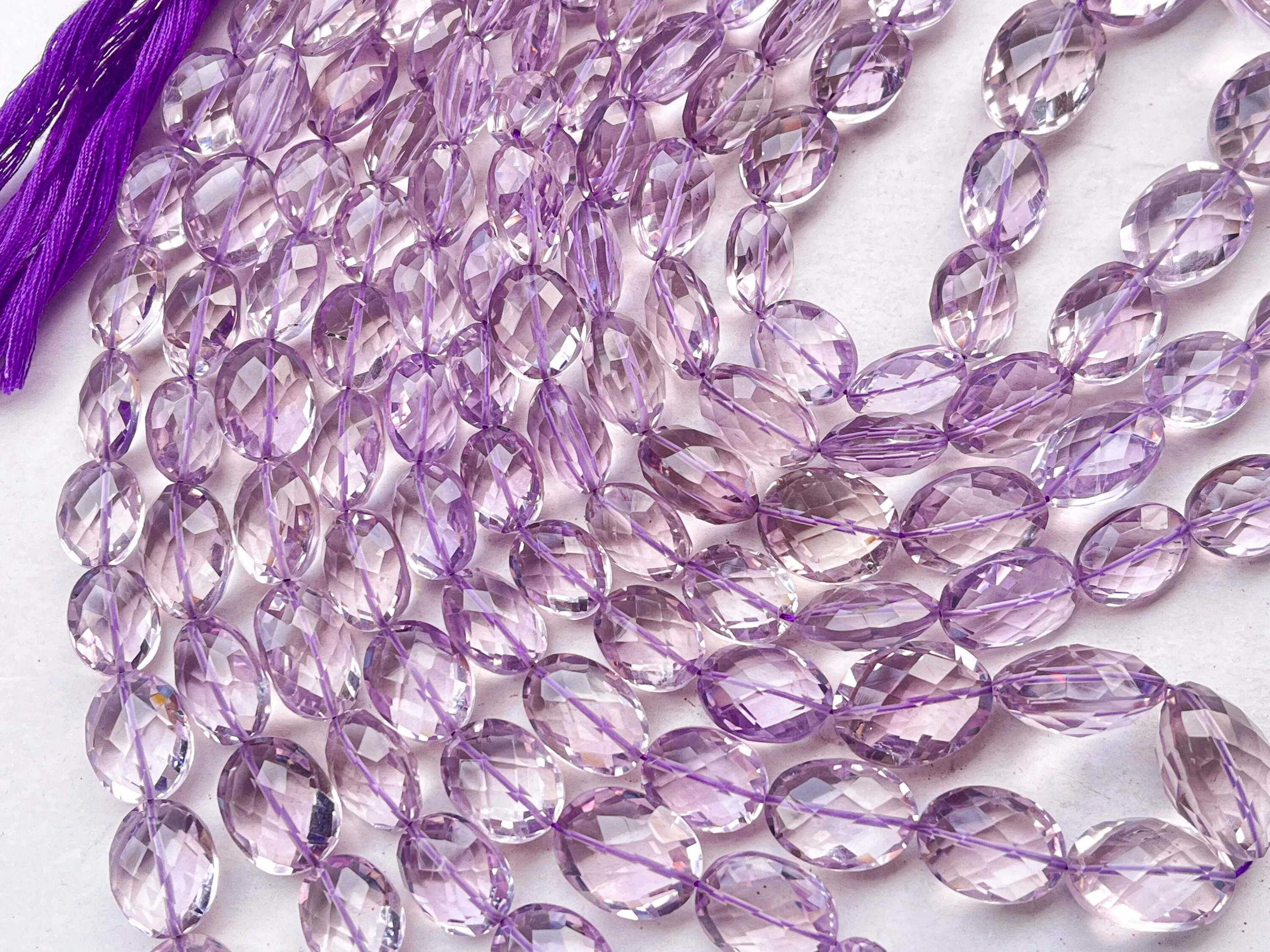 Natural Pink Amethyst faceted oval shape beads