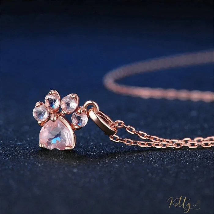 Natural Rose Quartz Cat Paw Set (14K Rose Gold Plated)