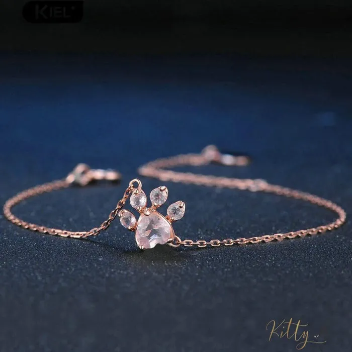 Natural Rose Quartz Cat Paw Set (14K Rose Gold Plated)