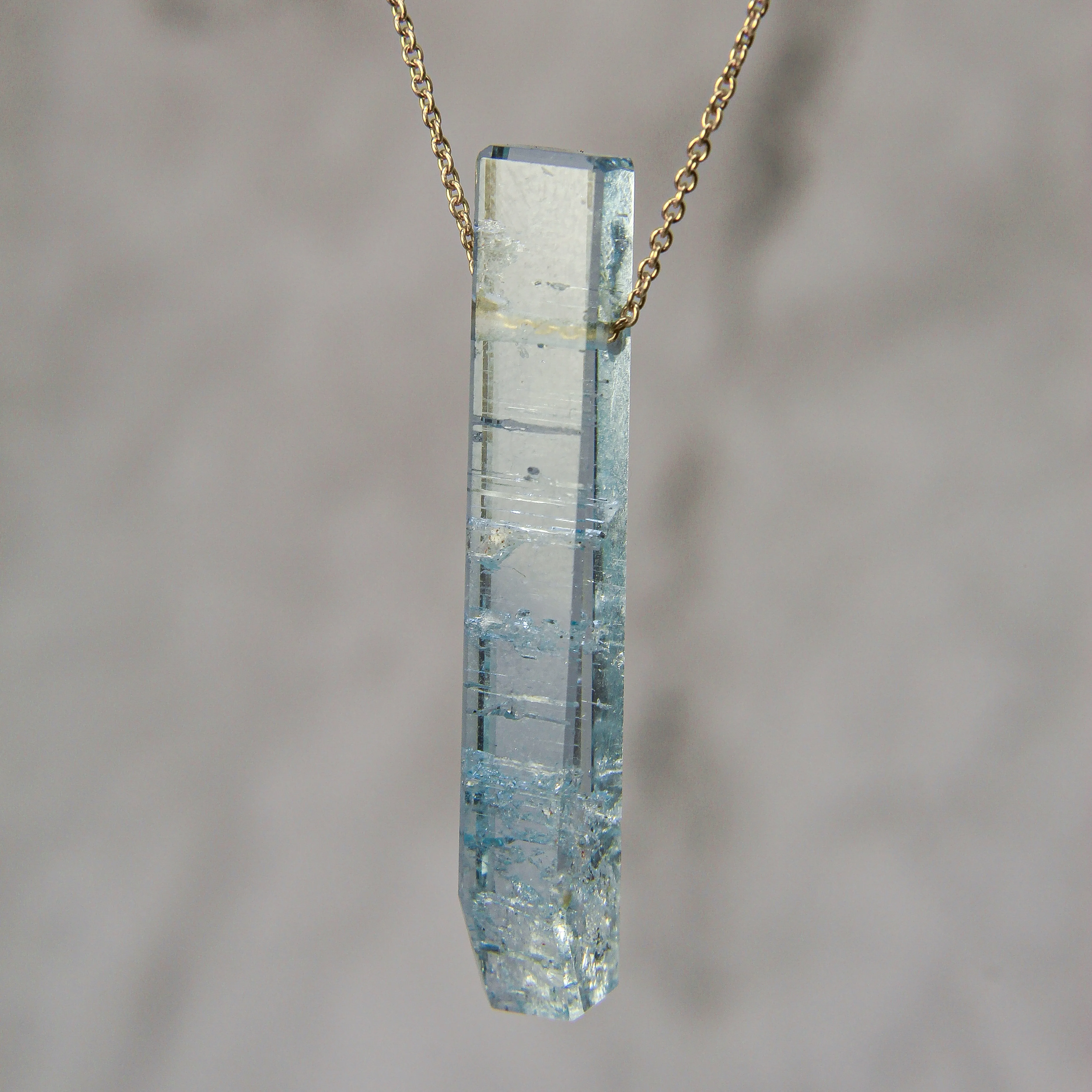 NEW! Aquamarine Crystal on 14k Gold Necklace by Margaret Solow