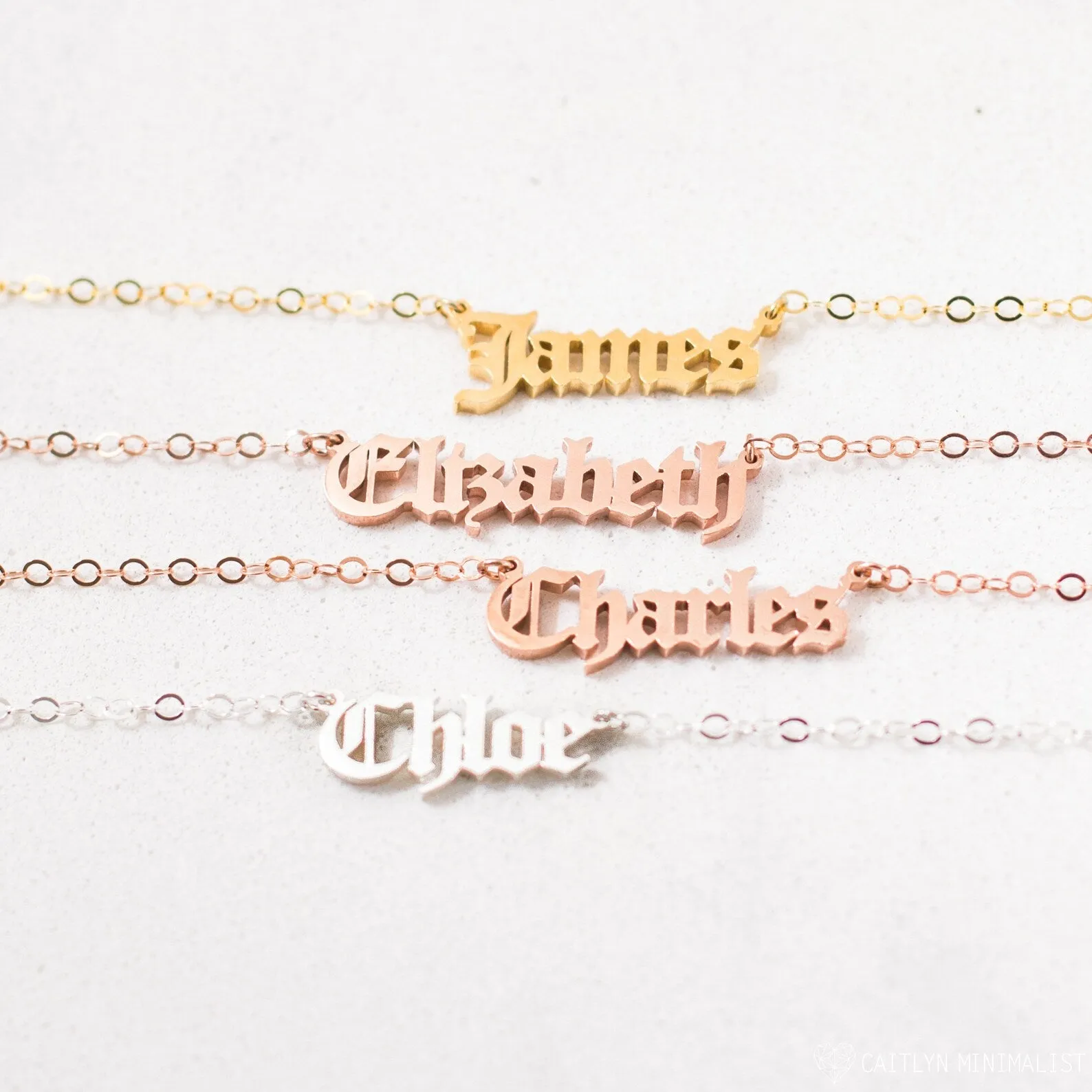 Old English Name Necklace