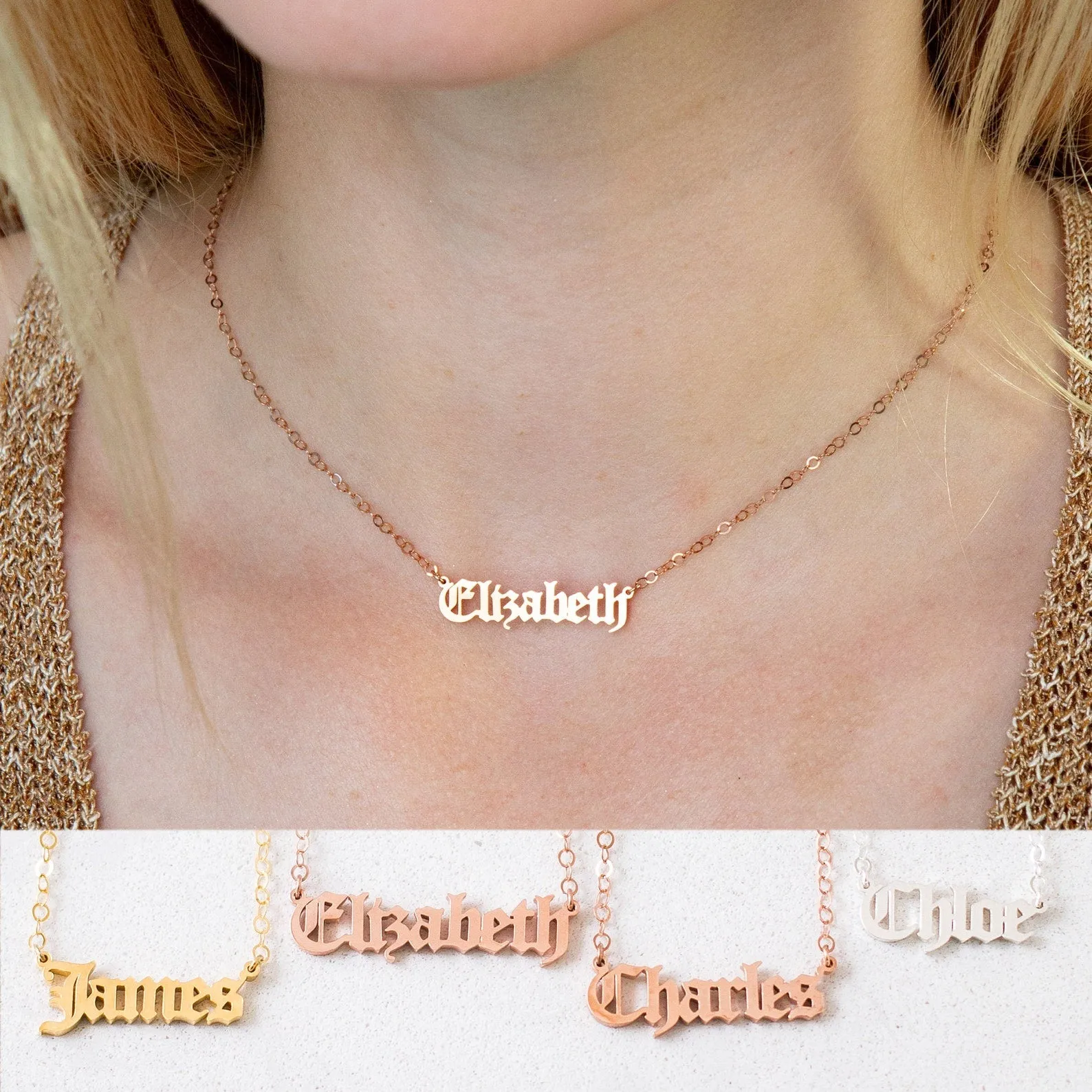 Old English Name Necklace