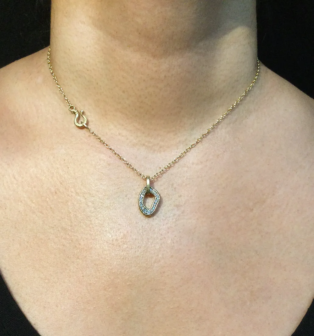 Open Pebble Pave Diamond Pendant Necklace in 18k gold