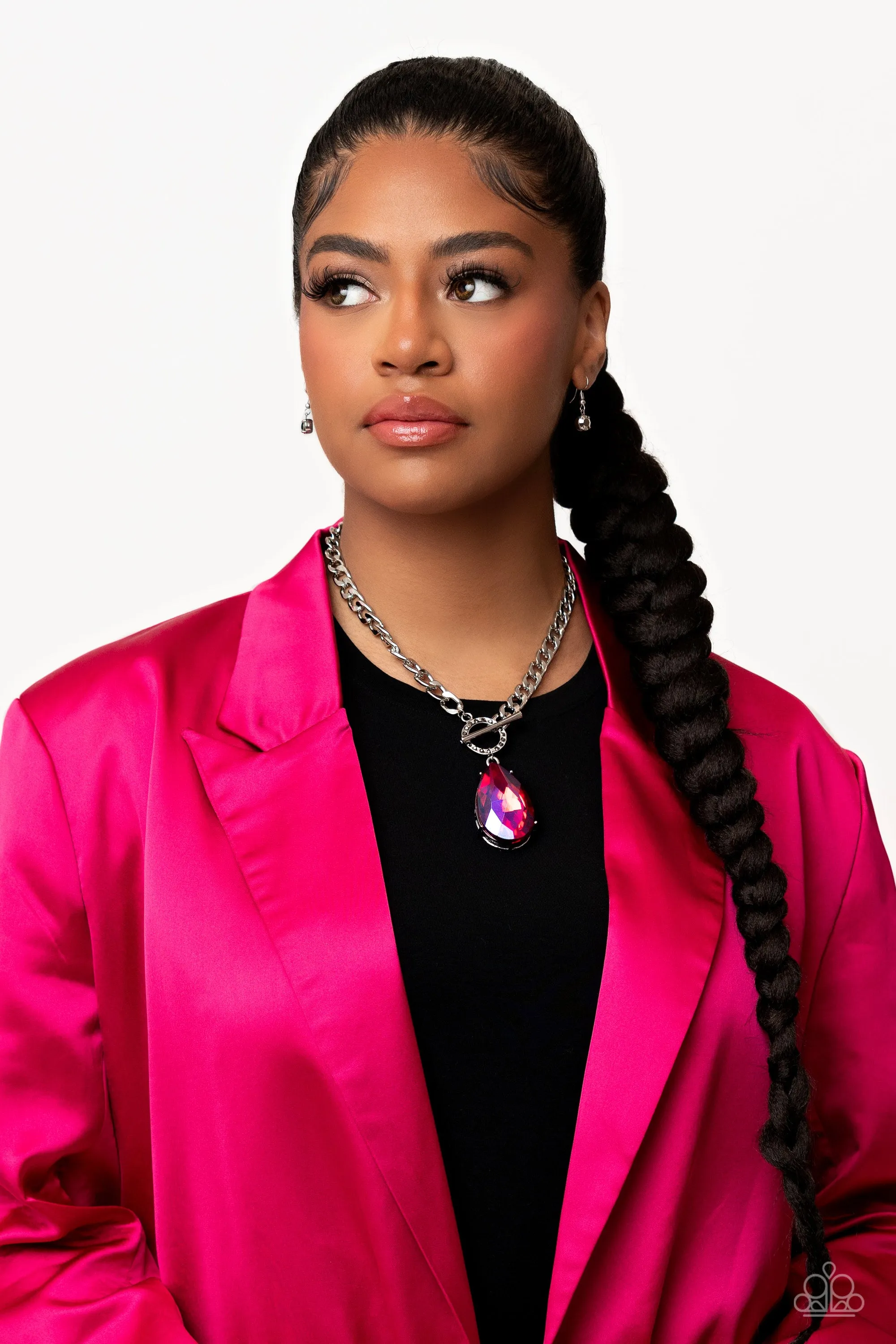 Paparazzi Edgy Exaggeration Pink Exclusive Necklace & Earring Set