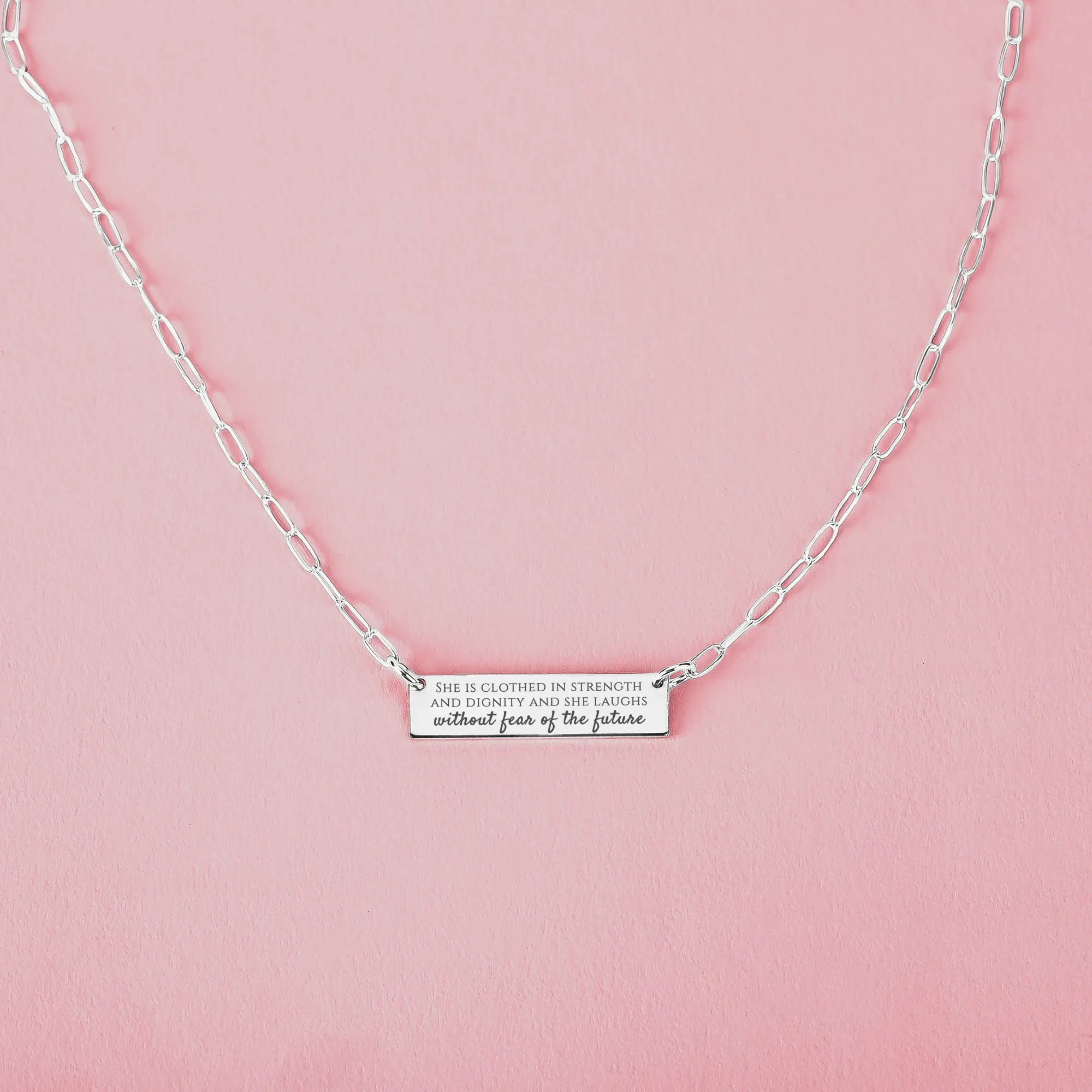 Paperclip Chain Custom Quote Bar Necklace