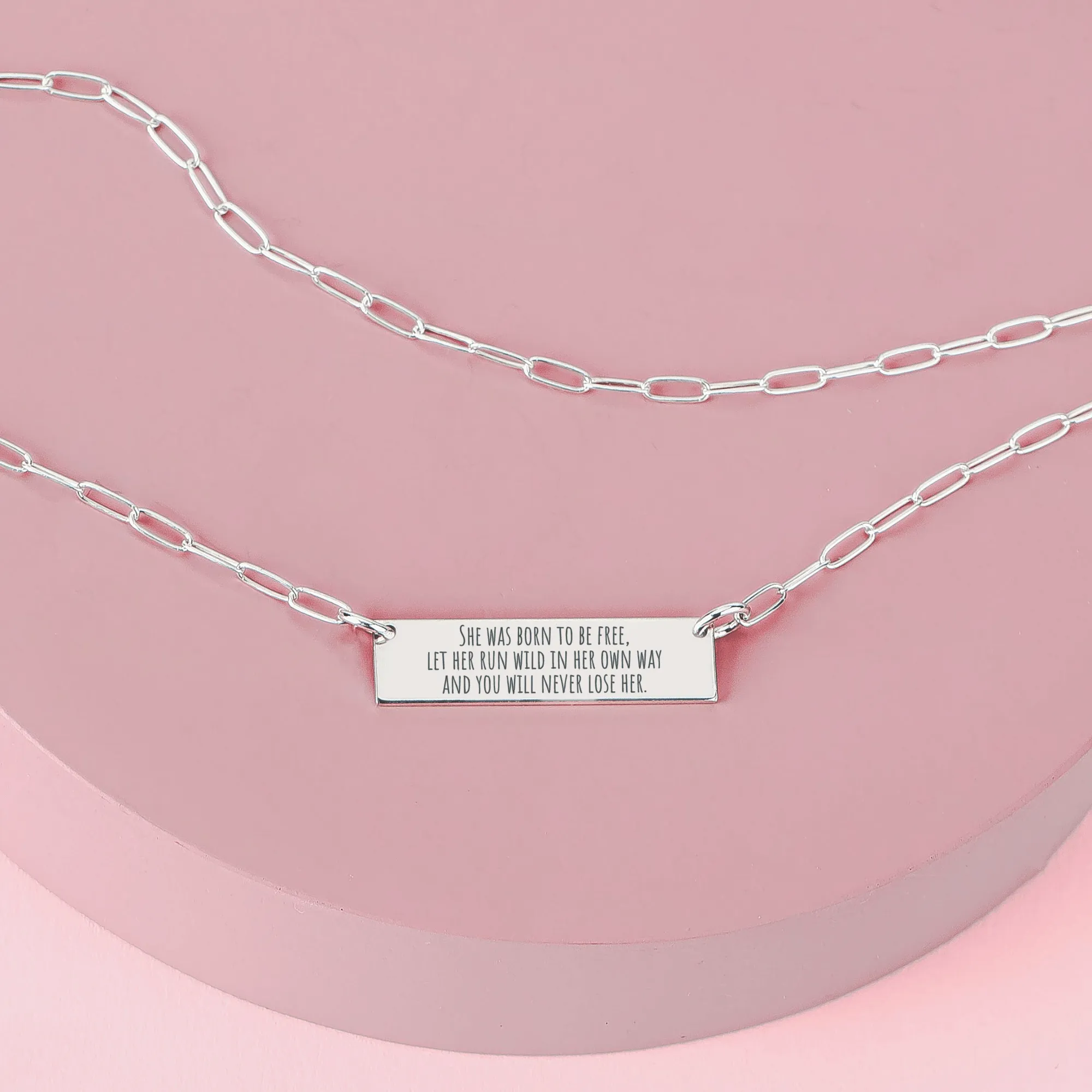 Paperclip Chain Custom Quote Bar Necklace