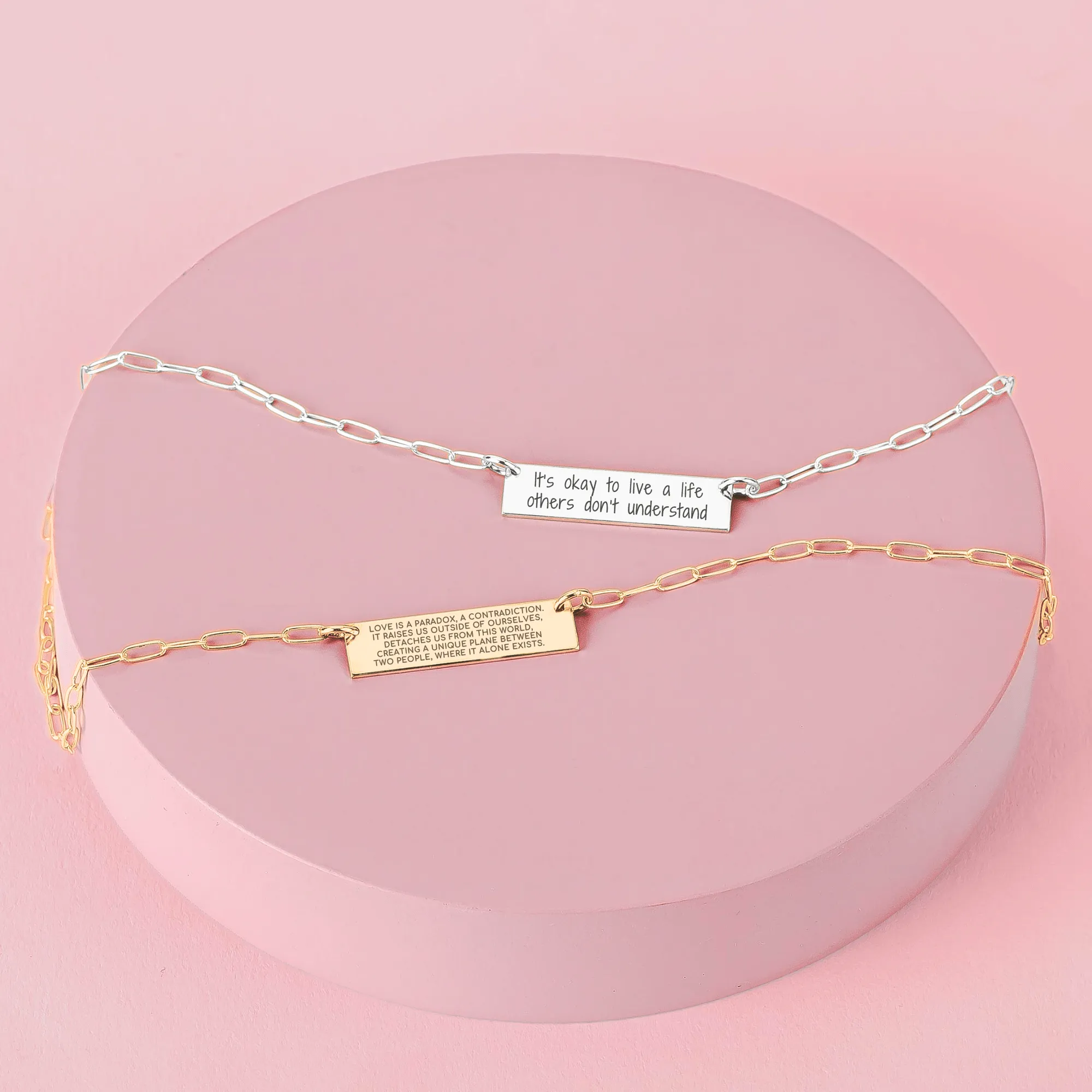 Paperclip Chain Custom Quote Bar Necklace