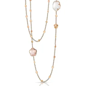 Pasquale Bruni Bon Ton Necklace, 18k Rose Gold with Rose Quartz, White Milky Quartz and Diamonds