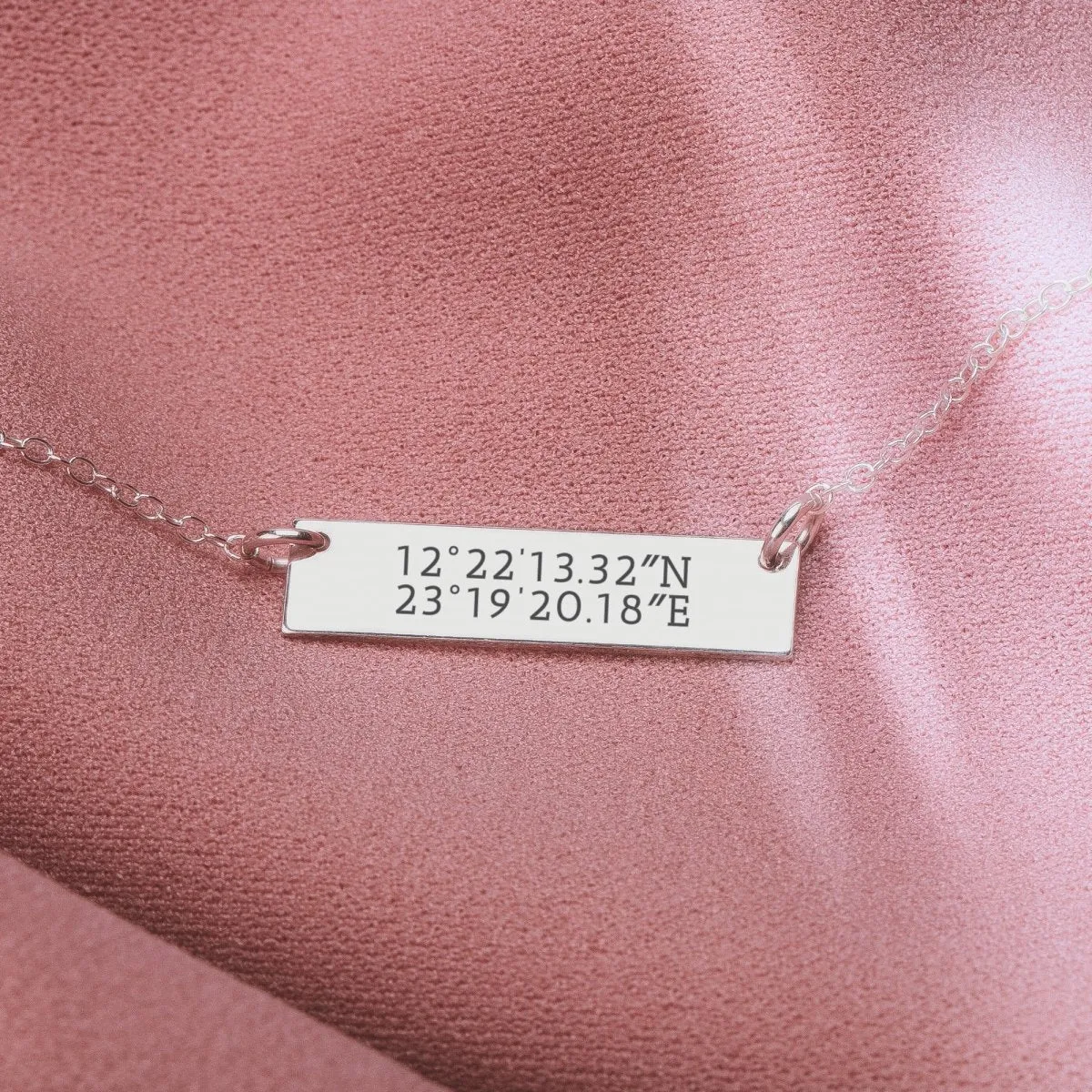 Personalized Coordinates Bar Necklace