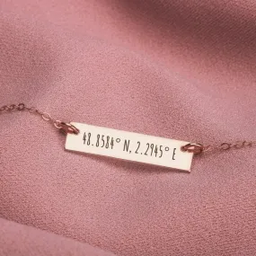 Personalized Coordinates Bar Necklace