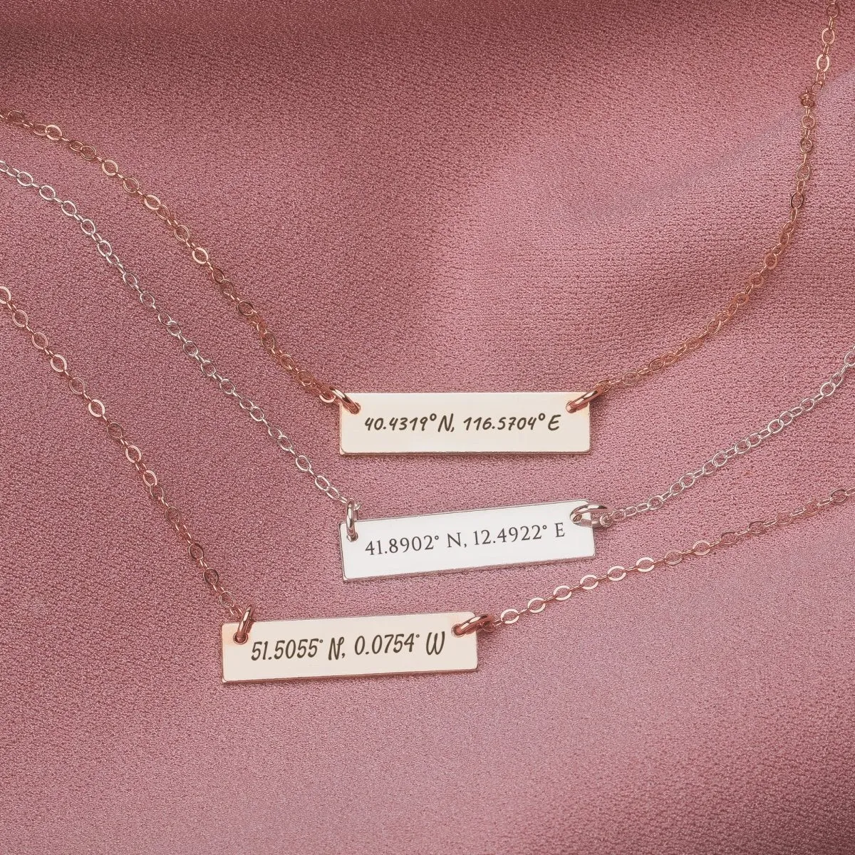 Personalized Coordinates Bar Necklace