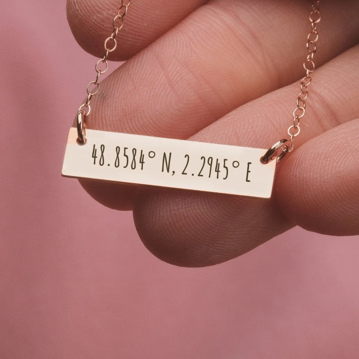 Personalized Coordinates Bar Necklace