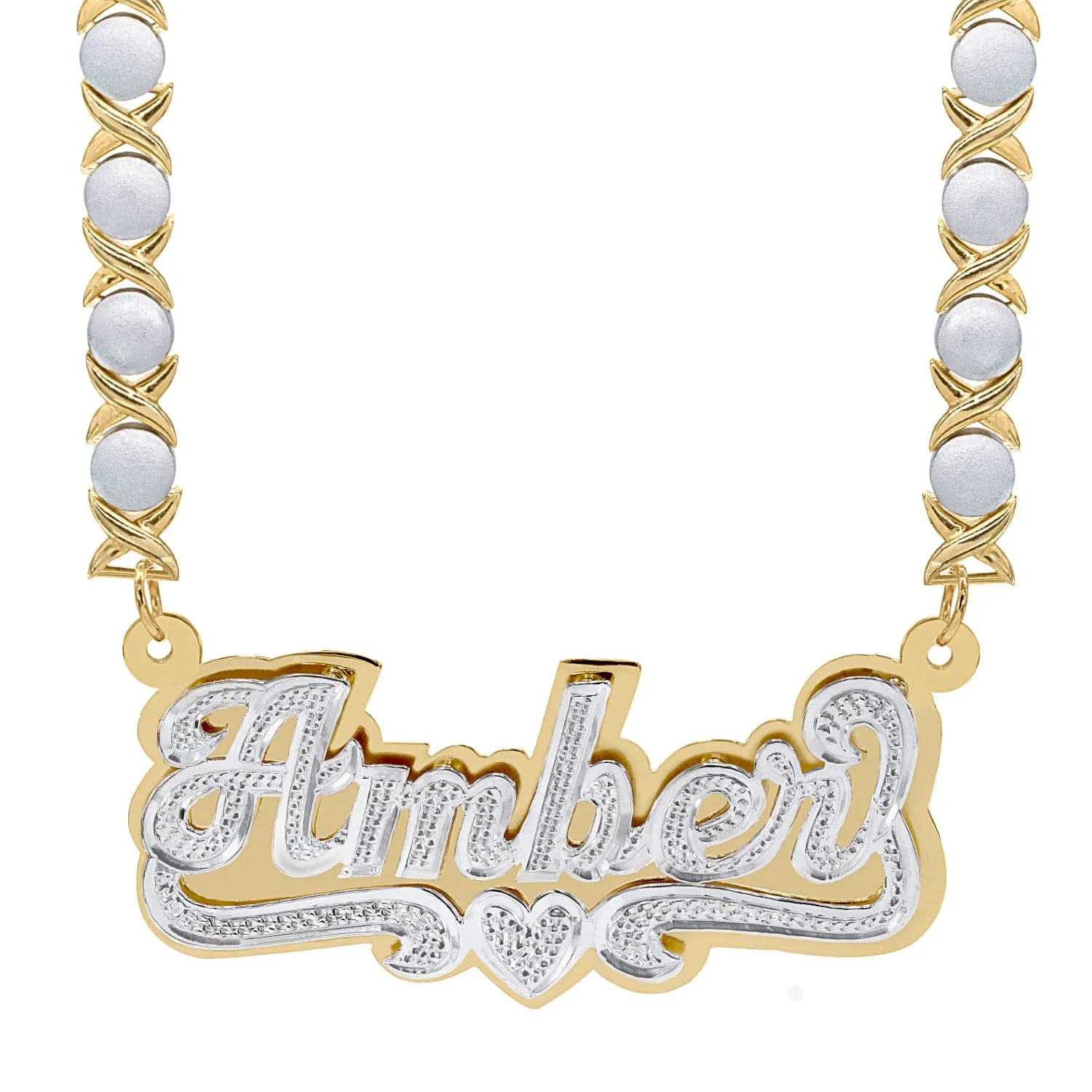 Personalized Double Plated Name Necklace Amber