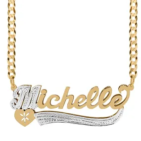 Personalized Double Plated Name Necklace W/ Tail and Heart