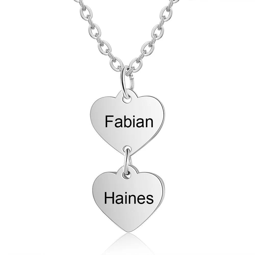 Personalized Engraving Vertical Heart Necklace