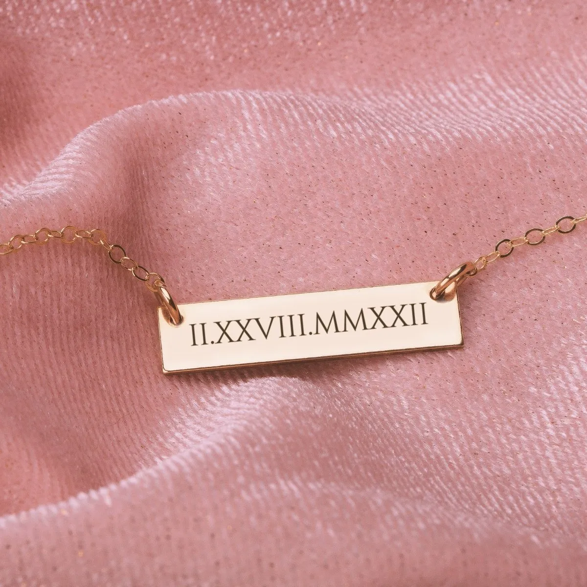 Personalized Roman Numerals Bar Necklace