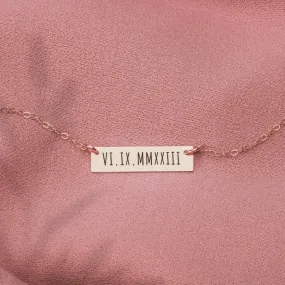 Personalized Roman Numerals Bar Necklace