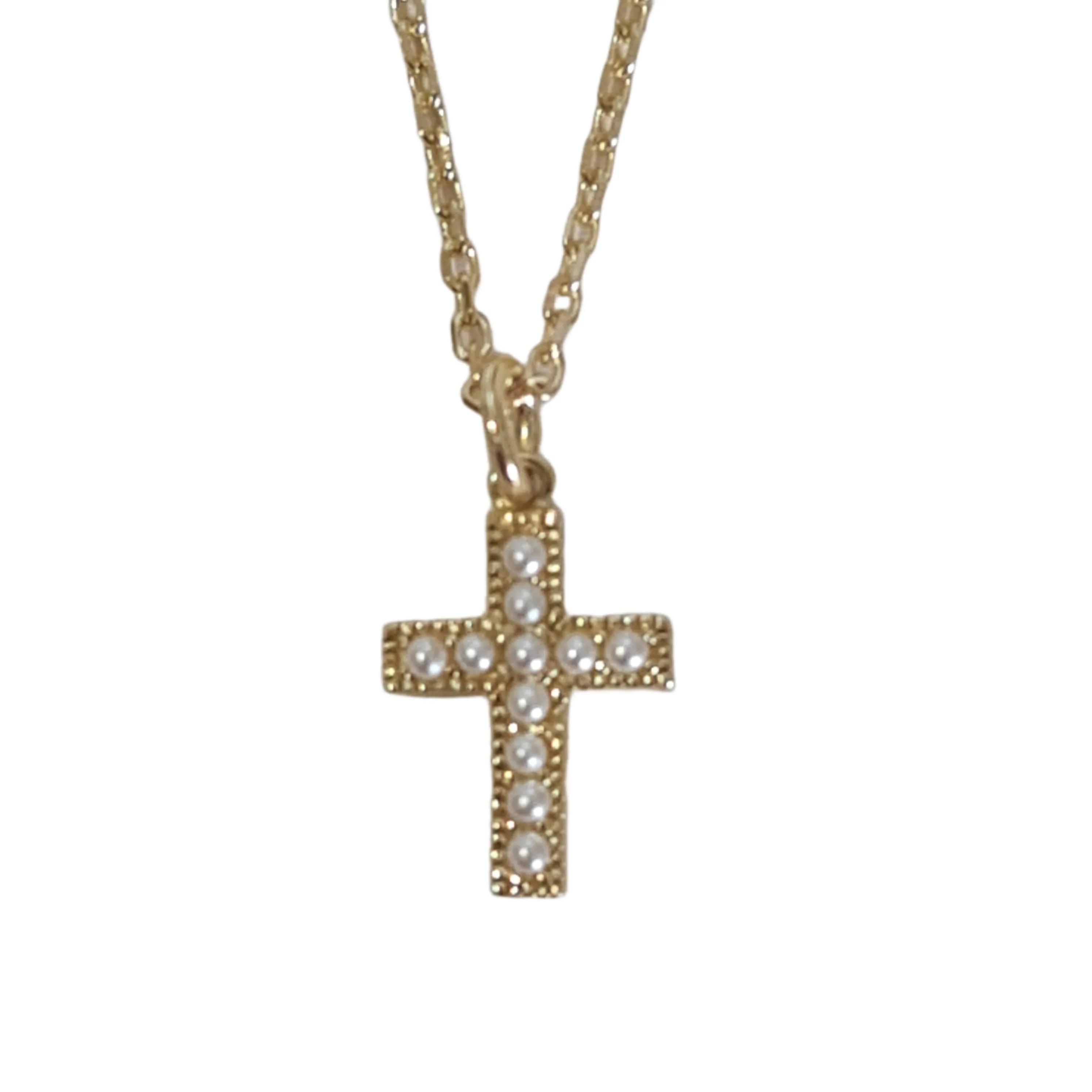 Petra Pearl cross necklace