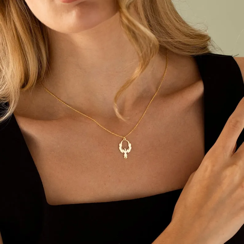 Phoenix Necklace Rising Phoenix Pendant Dainty Phoenix Jewelry S925 Silver Gift