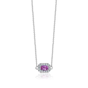 Pink Sapphire Halo Necklace