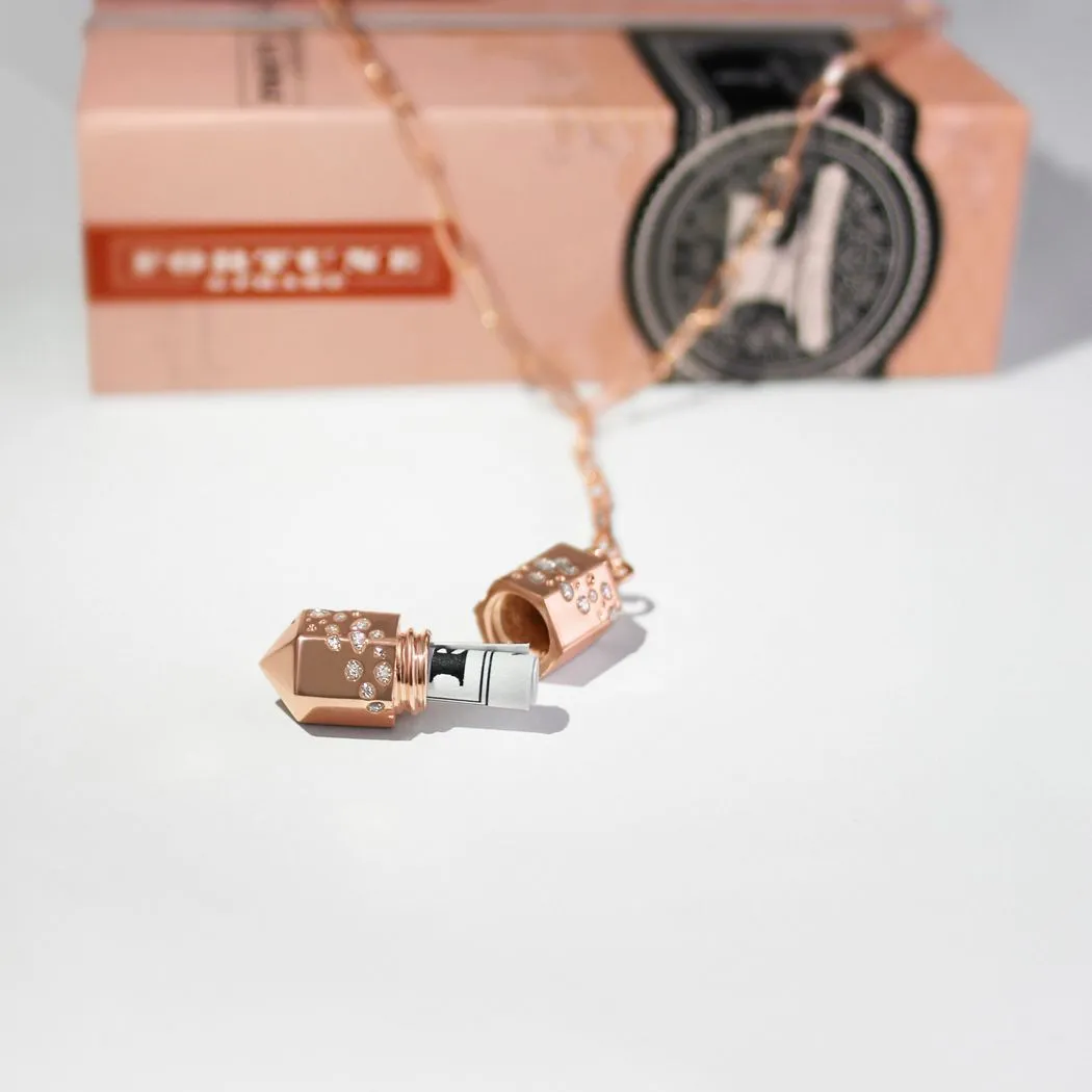 Polygon Lariat Locket - Rose Gold