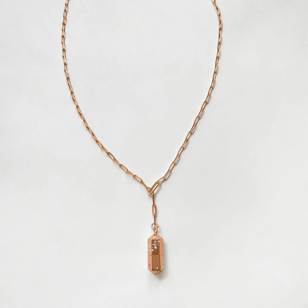 Polygon Lariat Locket - Rose Gold