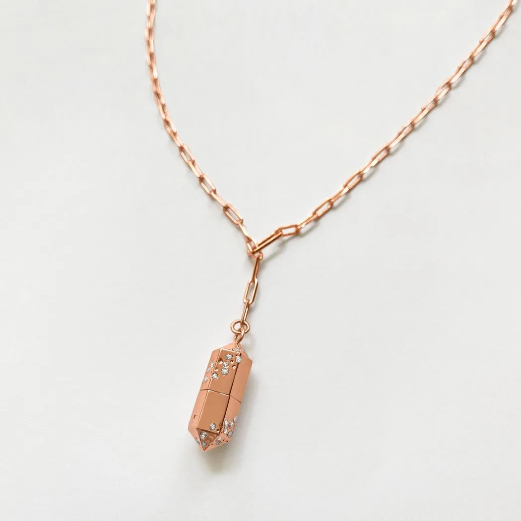 Polygon Lariat Locket - Rose Gold