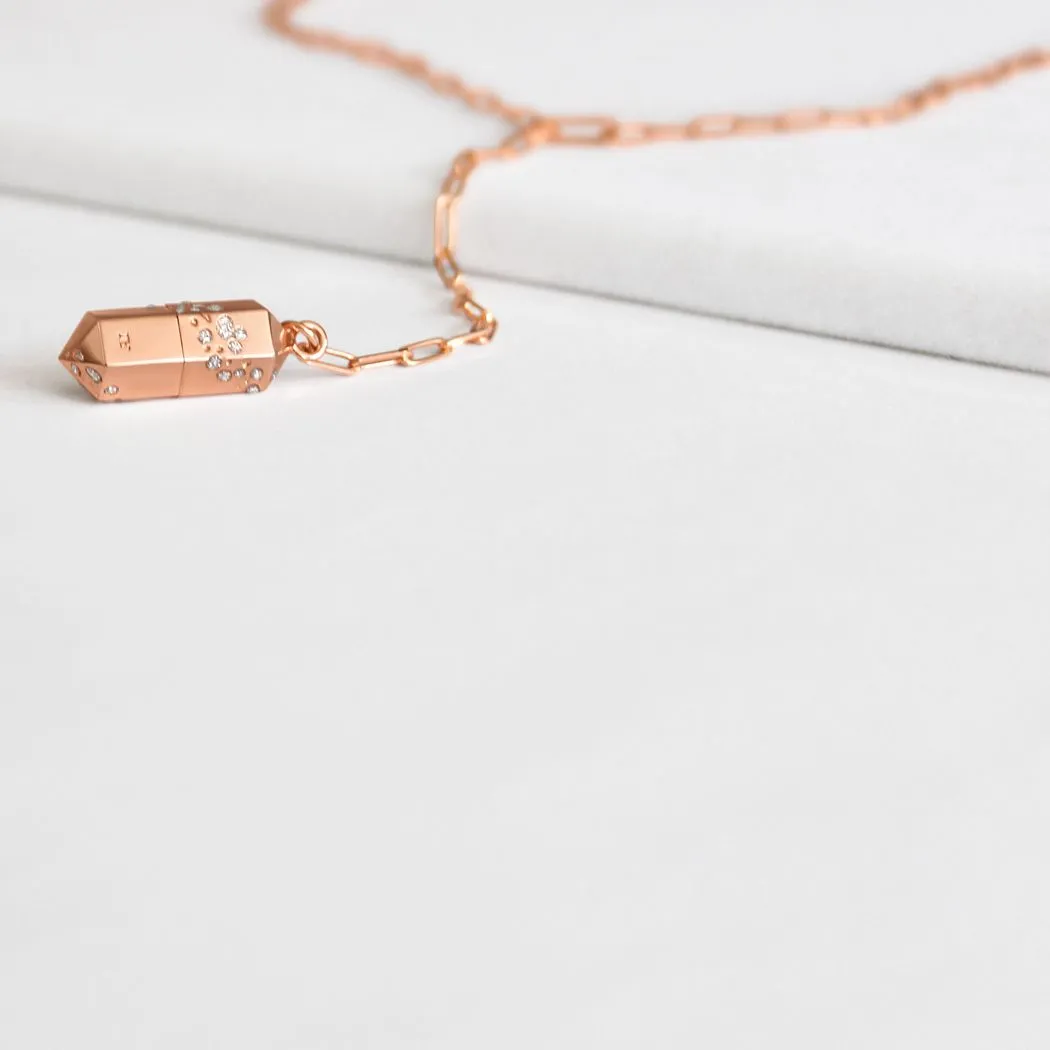 Polygon Lariat Locket - Rose Gold