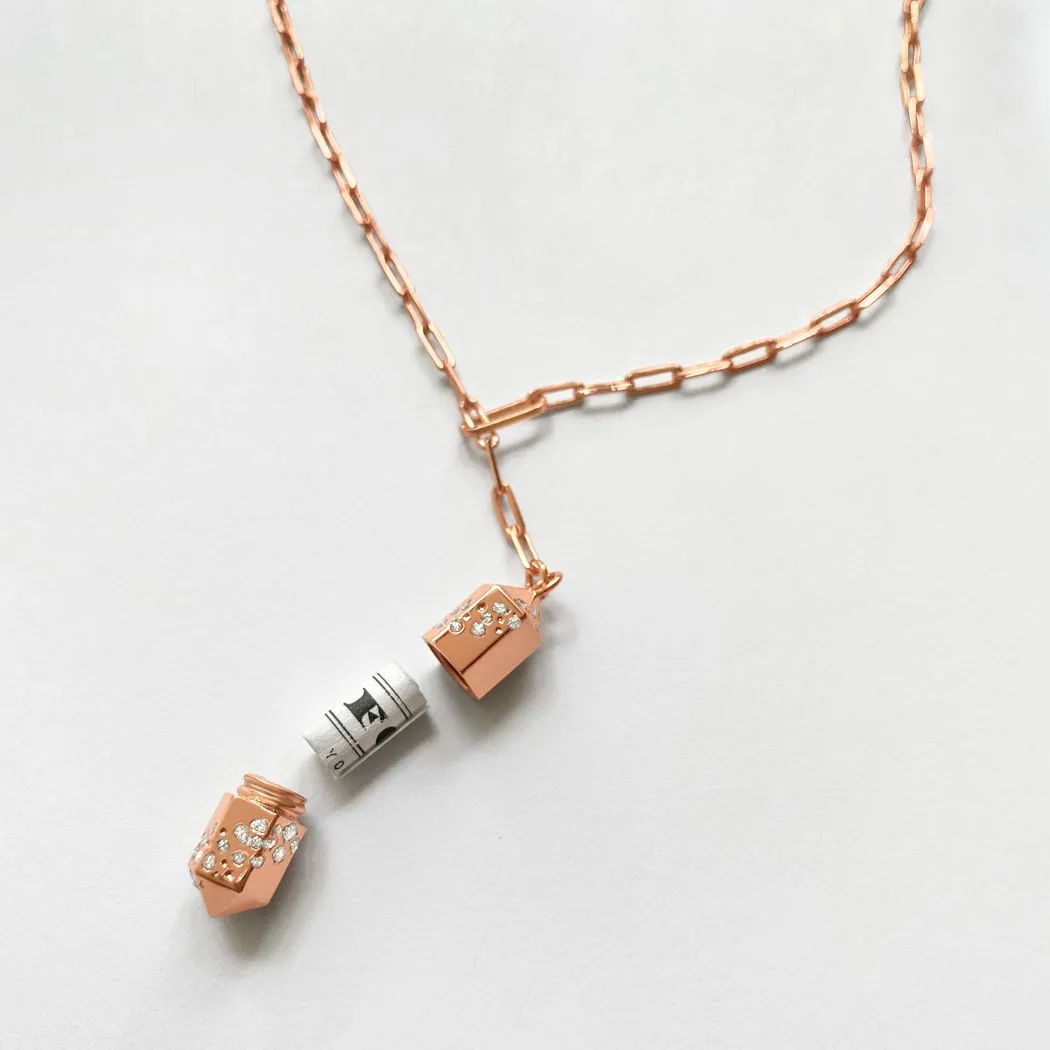 Polygon Lariat Locket - Rose Gold