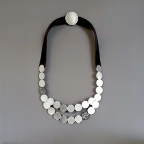 Raindrop Silver leather collar necklace