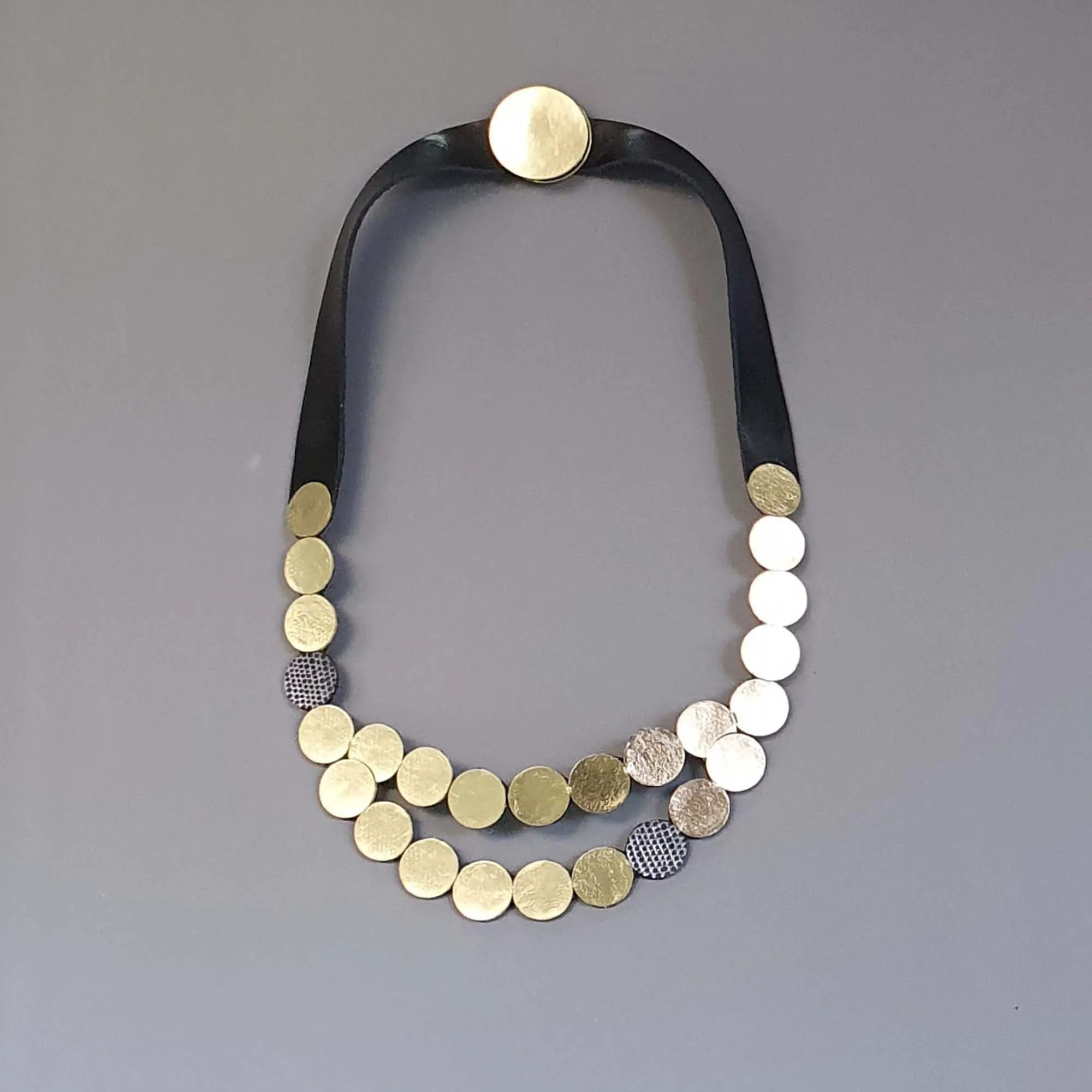 Raindrop Silver leather collar necklace