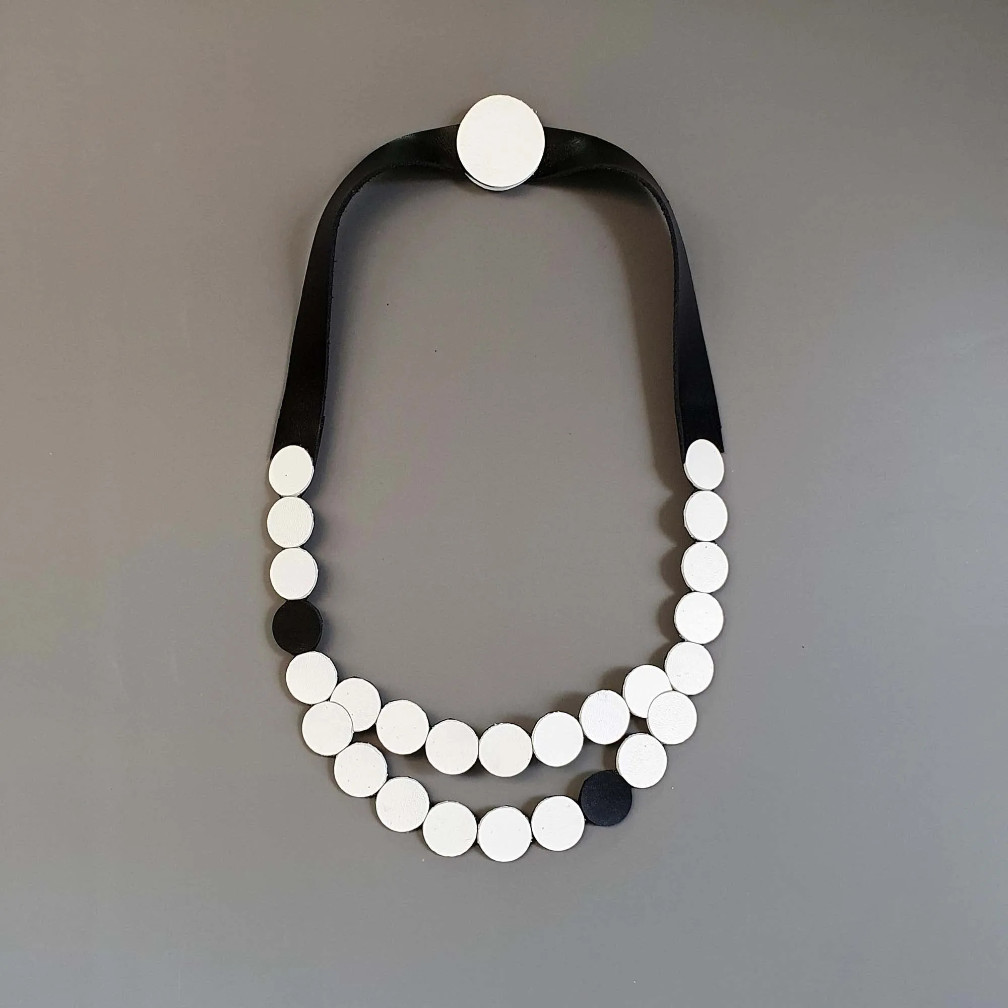 Raindrop Silver leather collar necklace