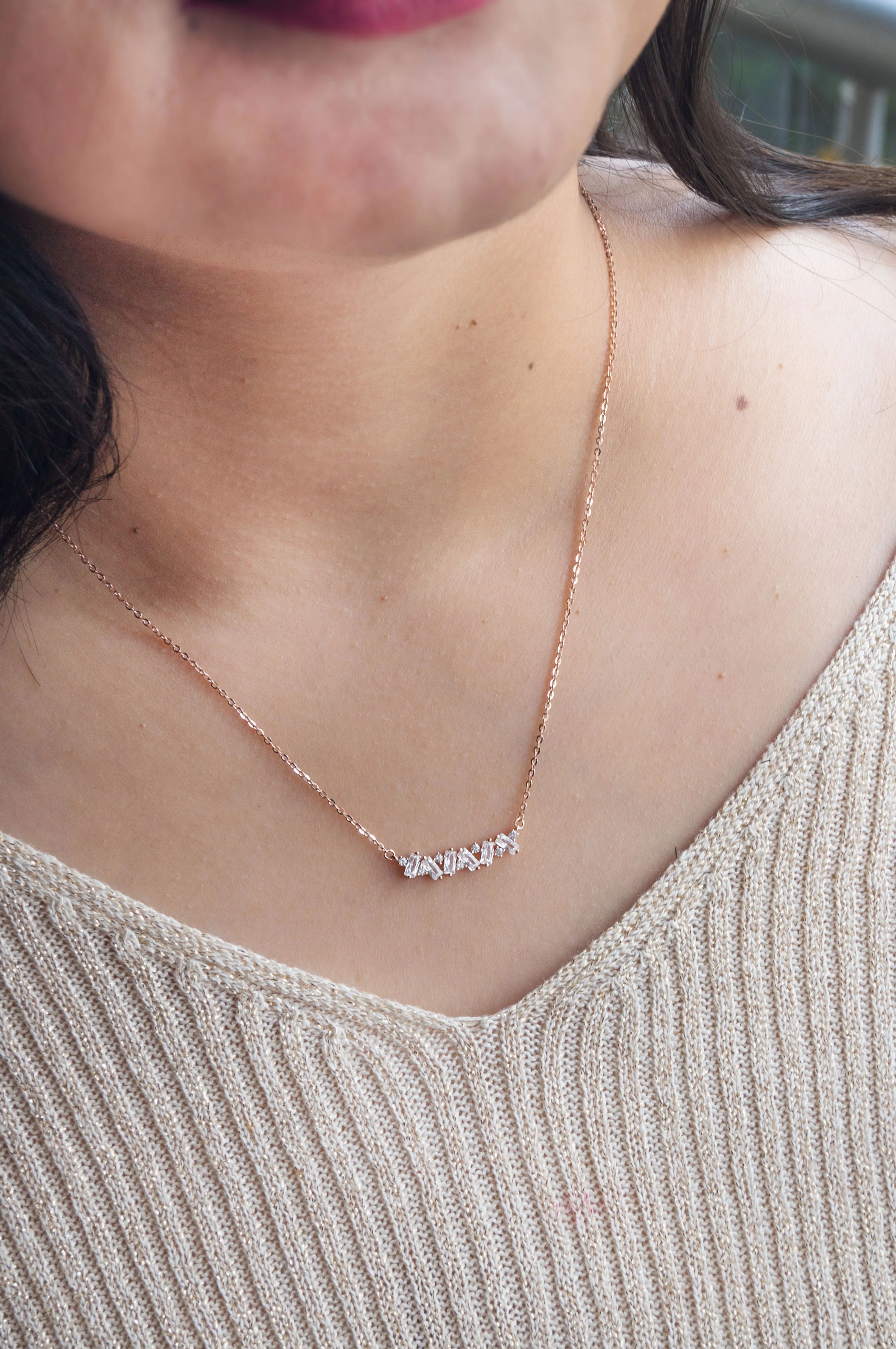 Random Beauty Rose Gold Plated Sterling Silver Chain Necklace