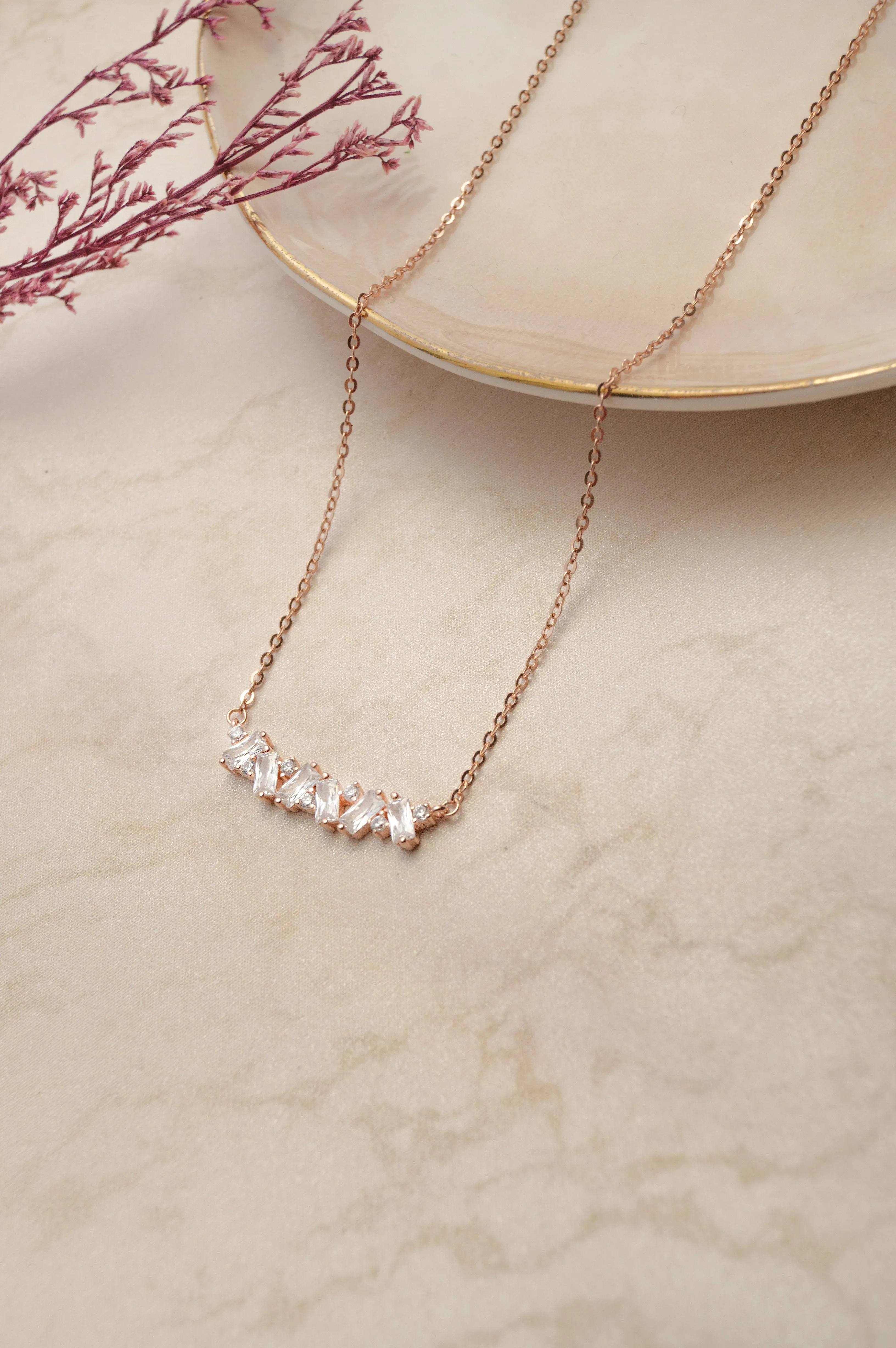 Random Beauty Rose Gold Plated Sterling Silver Chain Necklace