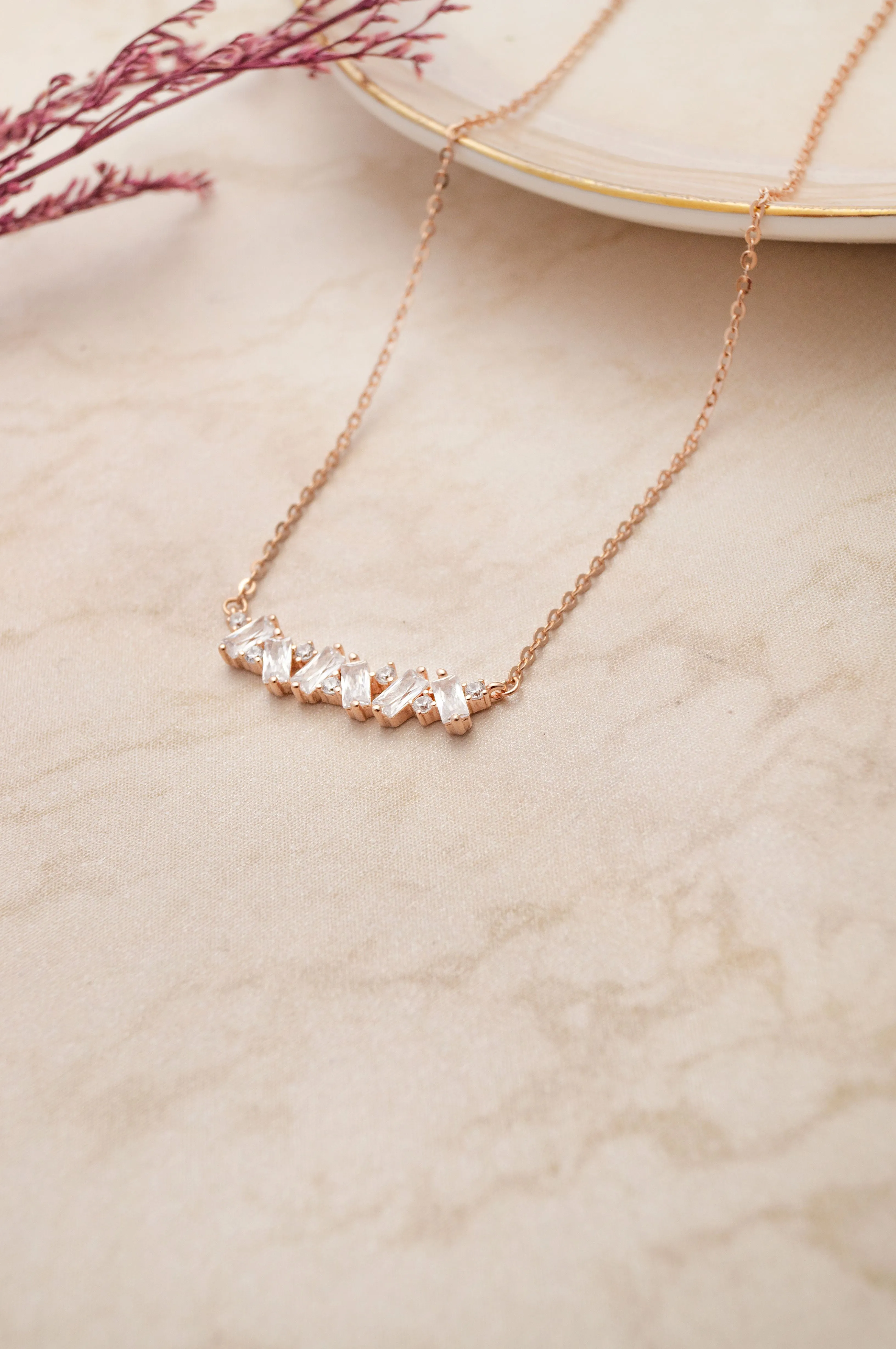 Random Beauty Rose Gold Plated Sterling Silver Chain Necklace