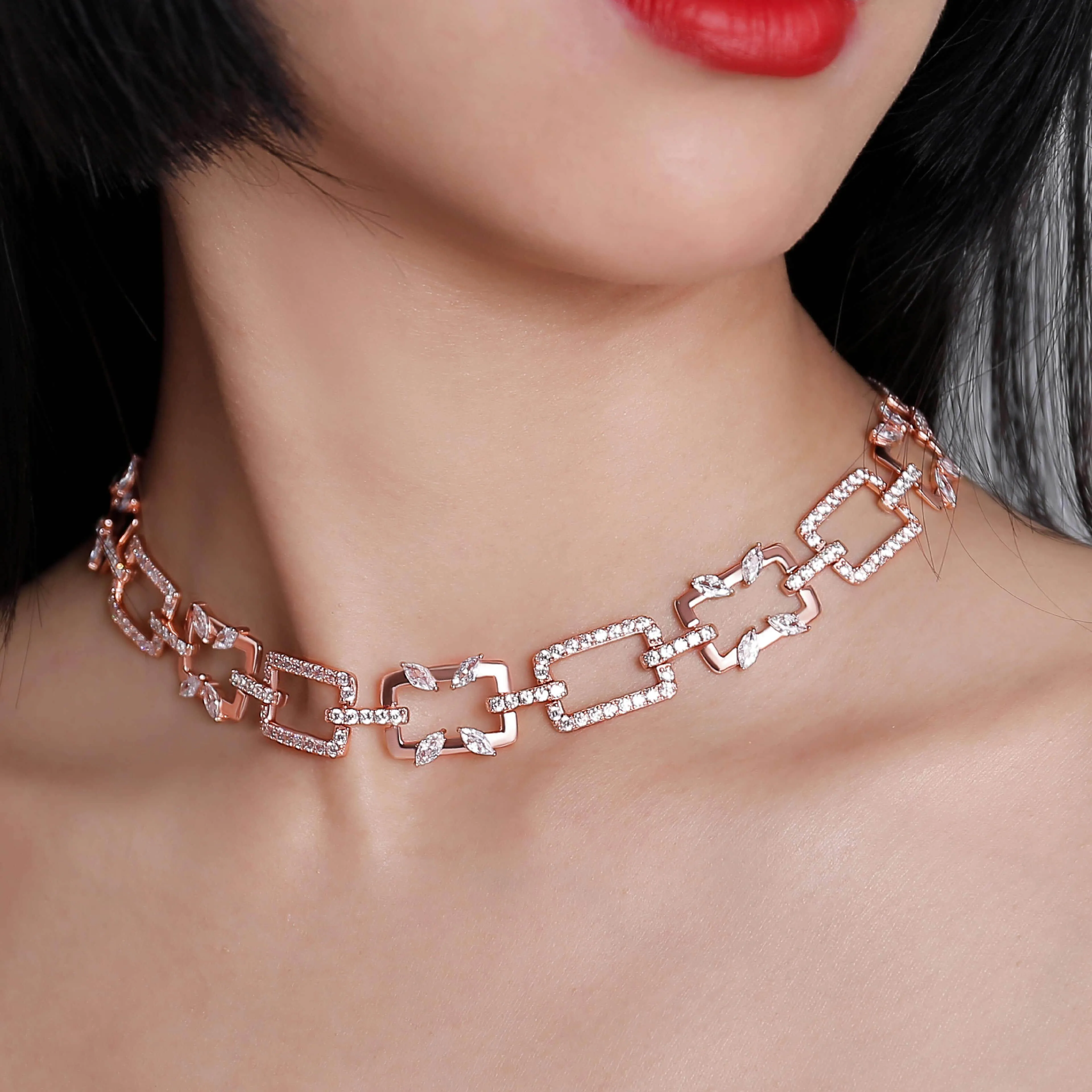 Rectangular Chain Necklace Jasmine Breeze Collection Designed by Golnaz Niazmand